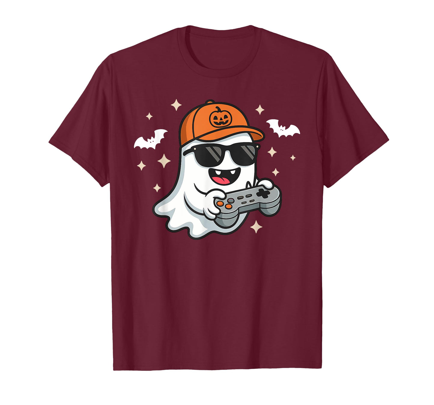 Funny Ghost Playing Video Game Halloween Gaming Boys Men T-Shirt