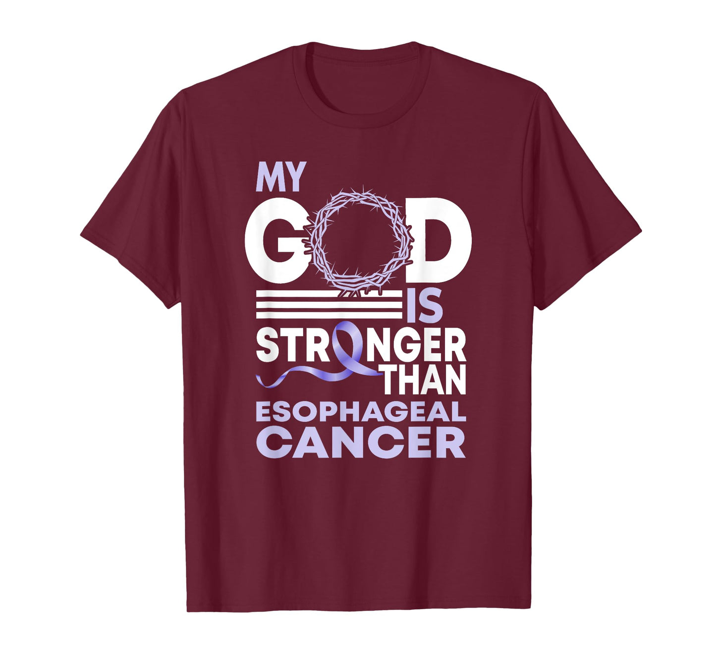My God Is Stronger Than Esophageal Cancer Awareness Ribbon T-Shirt