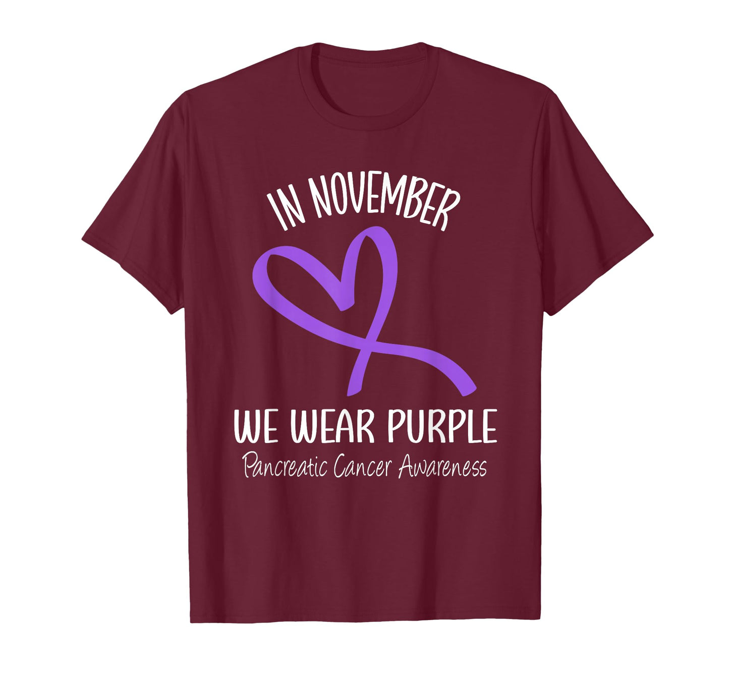 Heart In November We Wear Purple Pancreatic Cancer Awareness T-Shirt