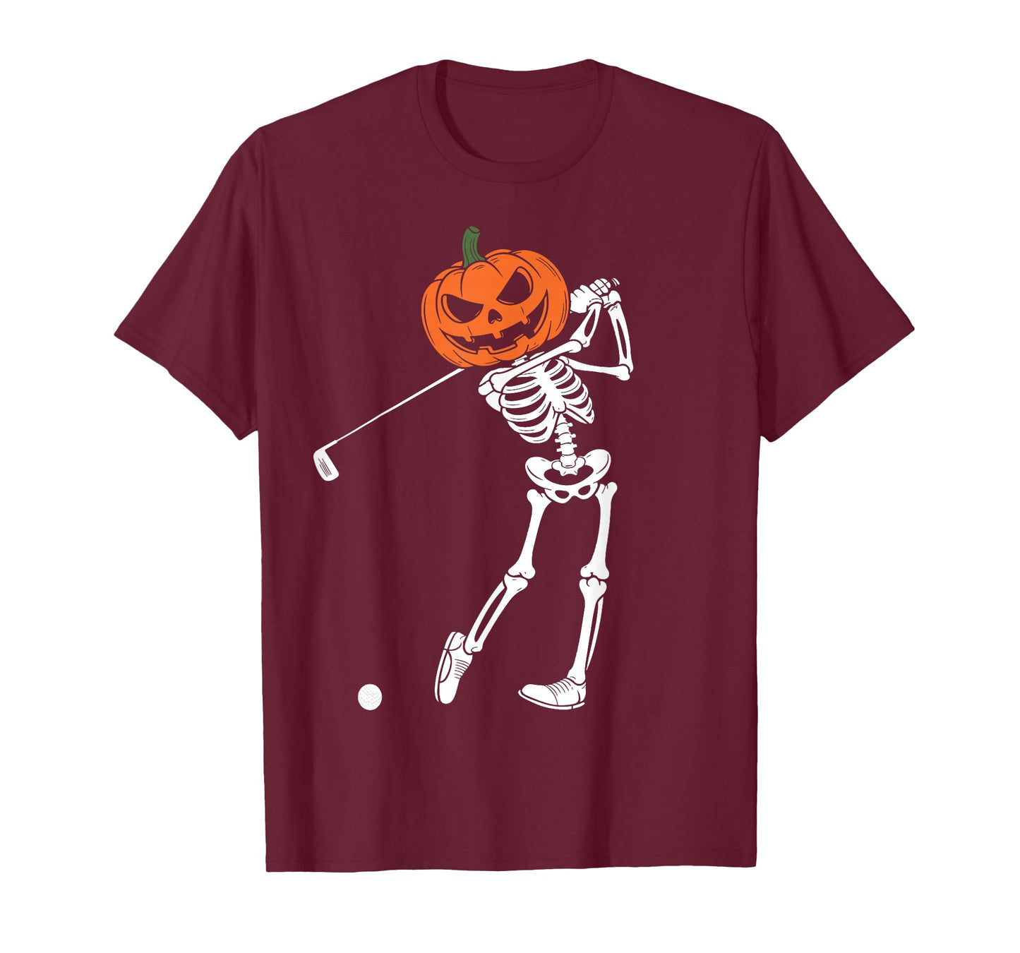 Funny Halloween Skeleton Playing Golf Player Pumpkin Costume T-Shirt