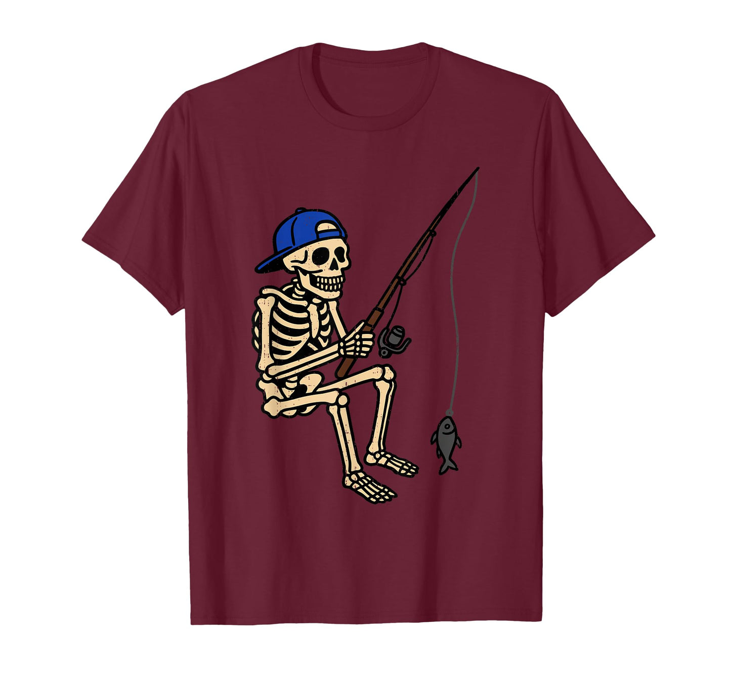 Skeleton Fishing Halloween Costume Spooky Fisherman Anglers T-Shirt
