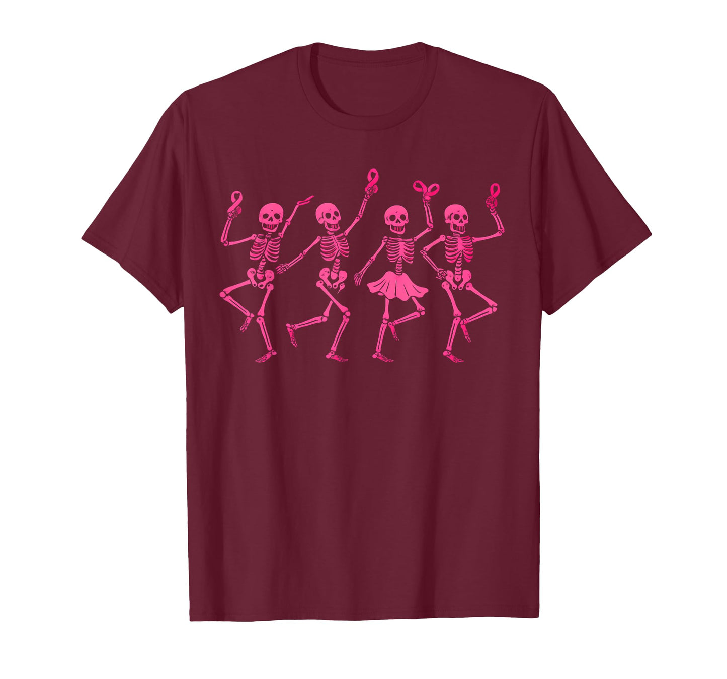 Dancing Skeletons Ribbon Breast Cancer Awareness Halloween T-Shirt