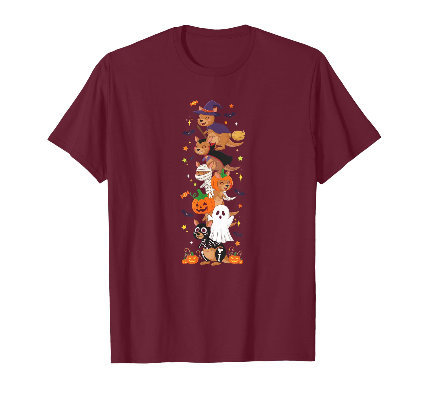 Kangaroo Witch Vampire Ghost Halloween Kids Mens Womens T-Shirt