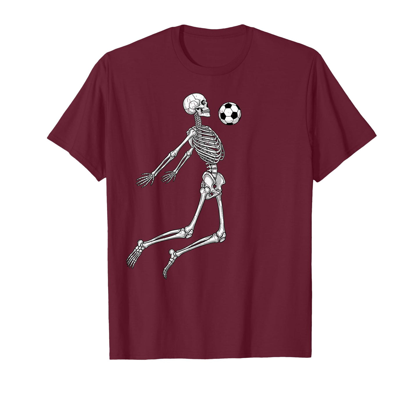 Skeleton Soccer Player Chest Ball Mid Air Sports Fan T-Shirt
