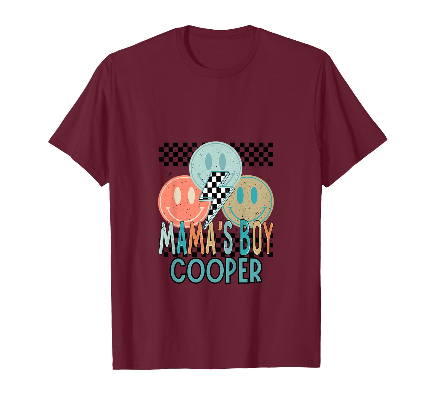 Kids Mama’s Boy Checkered Lightning Bolt COOPER T-Shirt