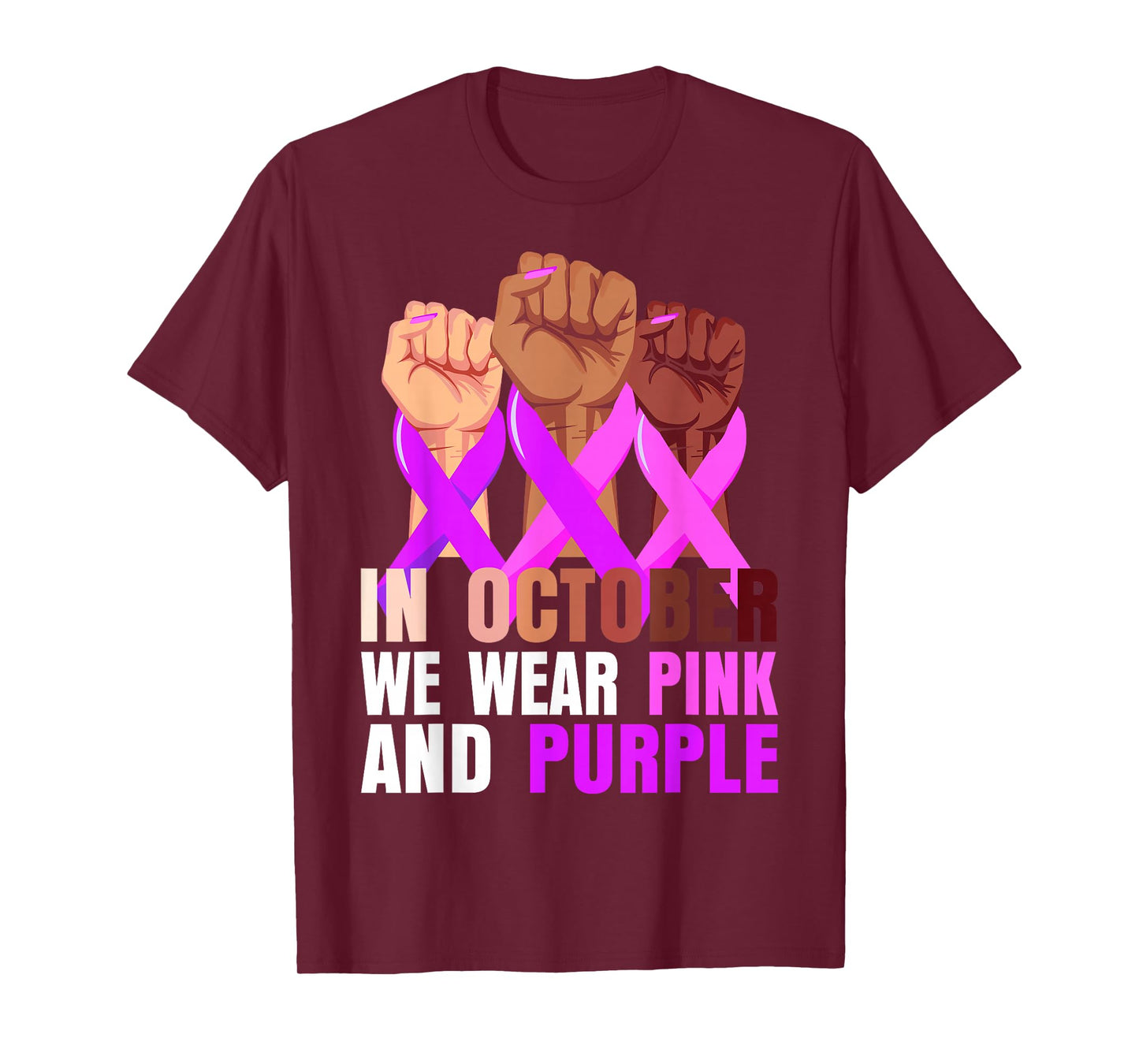 Breast Cancer Pink Domestic Violence Purple Awareness Month T-Shirt