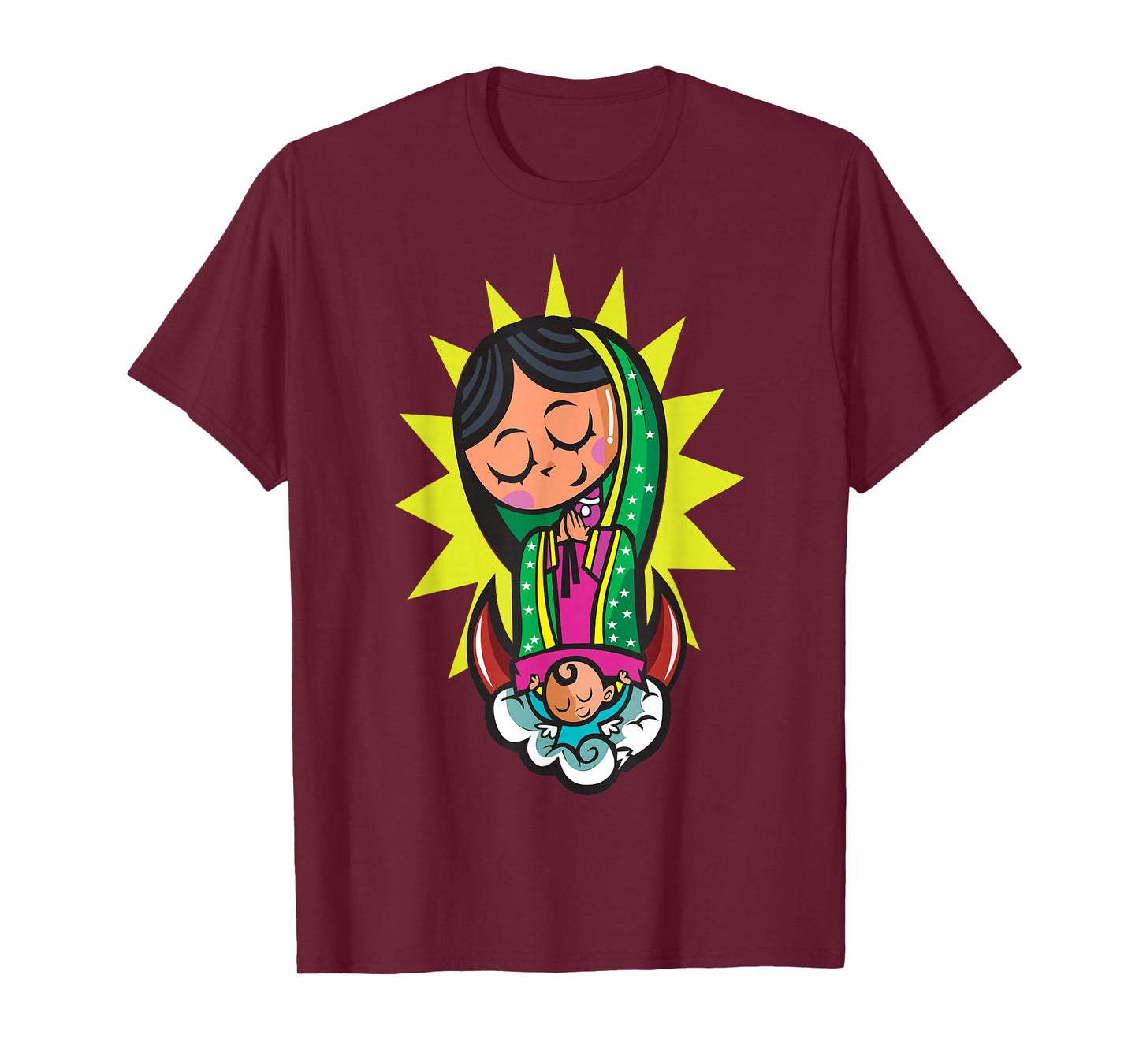 Virgen de Guadalupe Cartoon Cute Chibi Virgin Mary T-Shirt