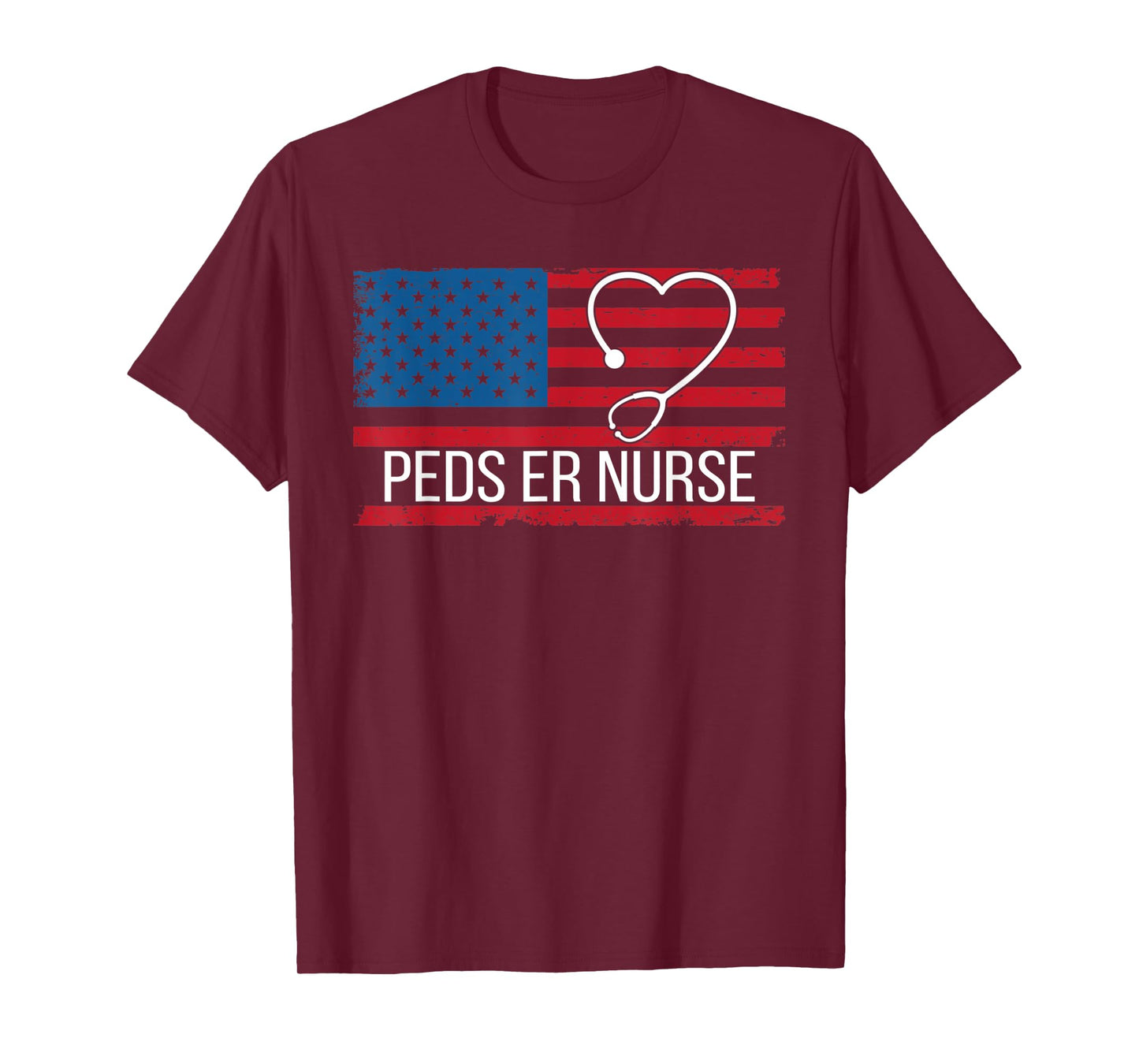 PEDS Emergency Department ER Nurse USA Flag Patriotic T-Shirt