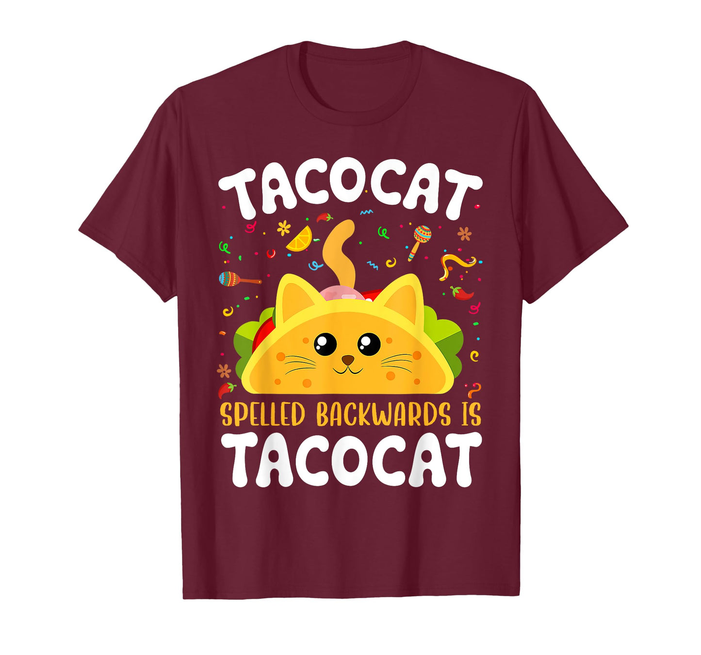 Tacocat Spelled Backward is Tacocat Tacos and Cat Lovers T-Shirt