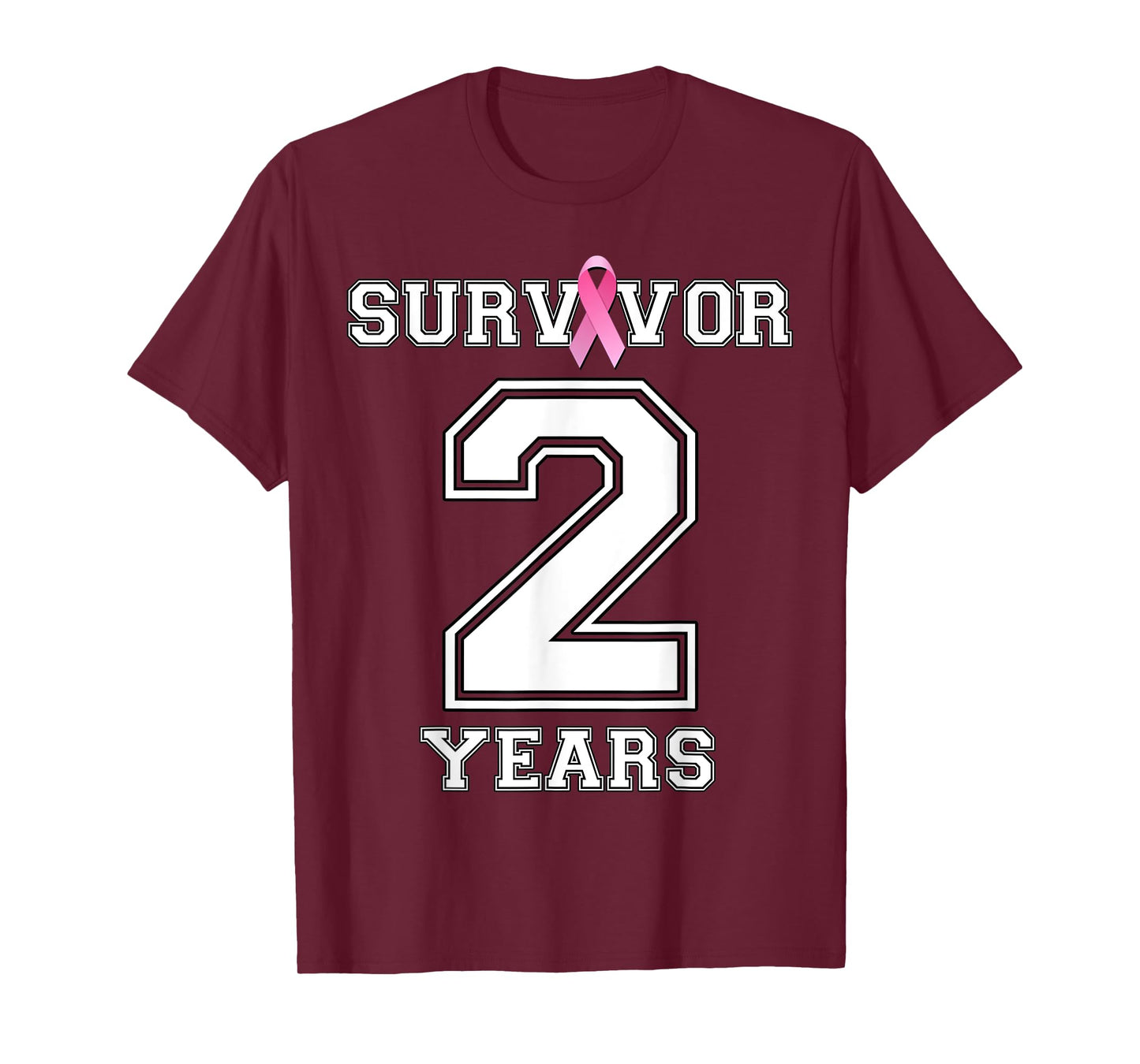 2 Years Breast Cancer Survivor Gifts For Women Pink Ribbon T-Shirt