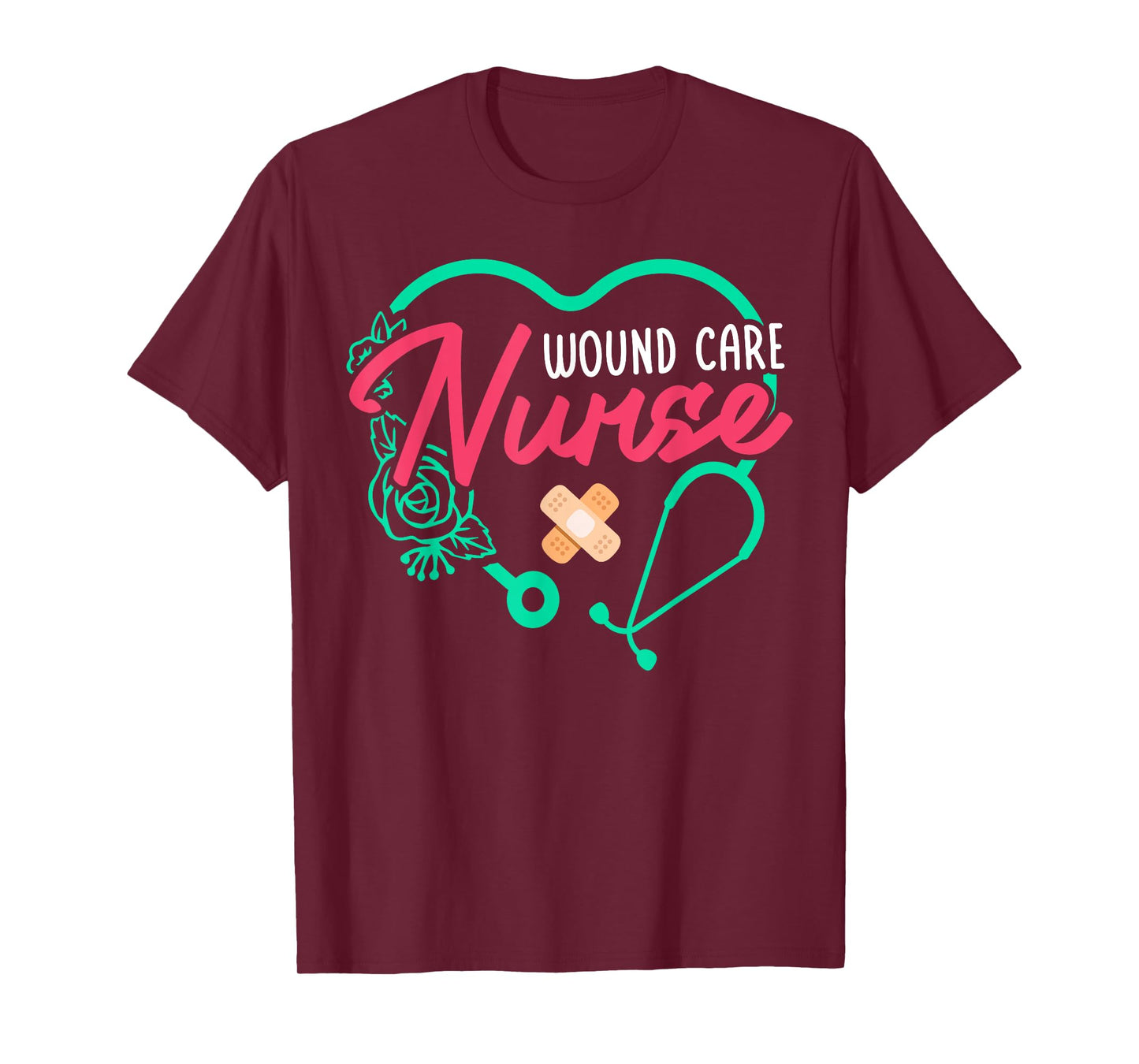 Wound Care Nurse Heart Stethoscope T-Shirt