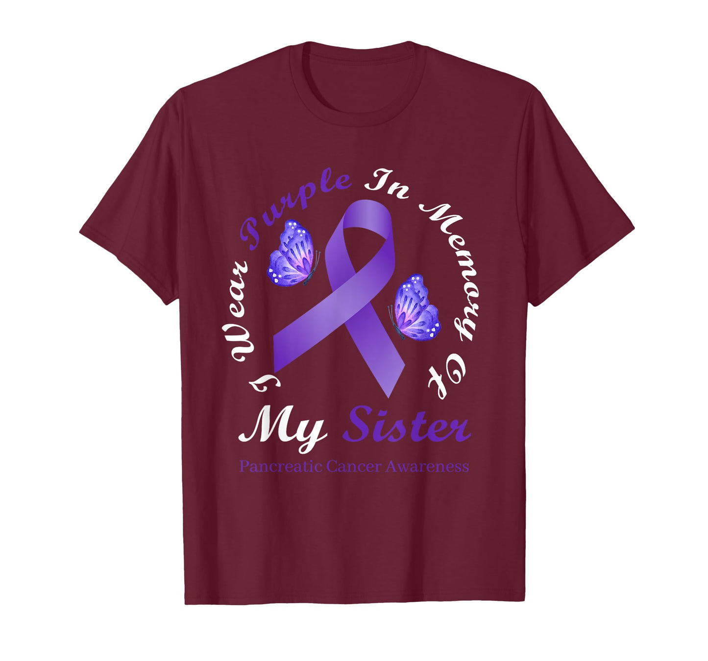 I Wear Purple In Memory Of My Sister Pancreatic Cancer T-Shirt