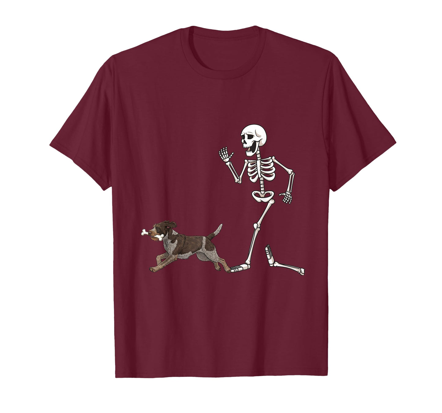 Funny Halloween Wirehaired Pointing Griffon and Skeleton T-Shirt