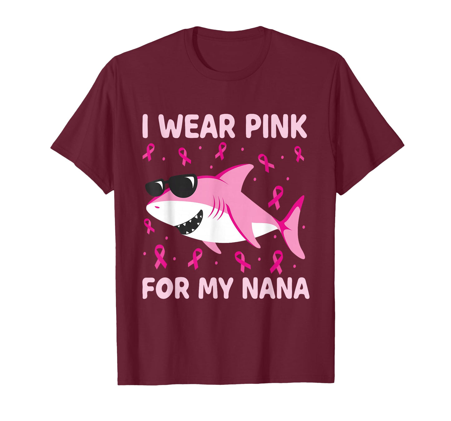 Shark I Wear Pink For My Nana Breast Cancer Kids Boy T-Shirt