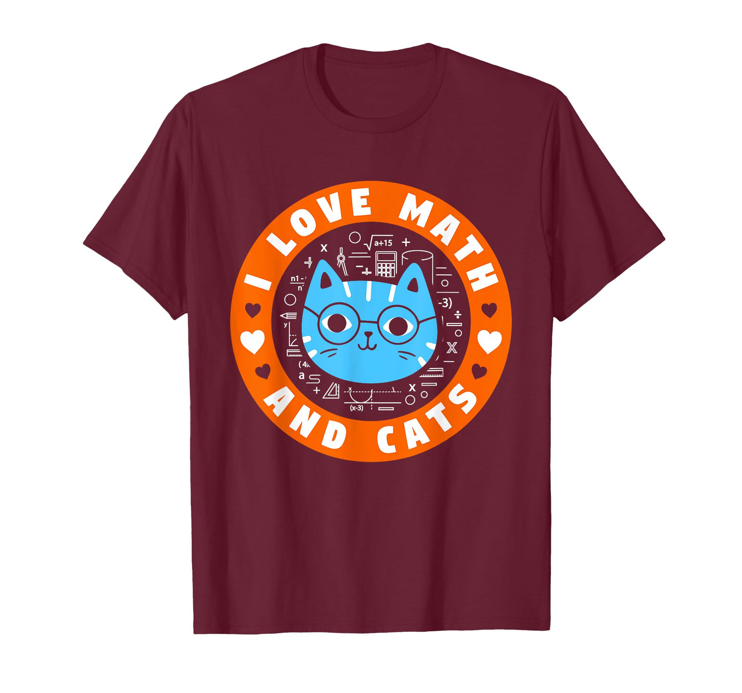 I Love Math And Cats Funny Cat Lover Math Teacher T-Shirt