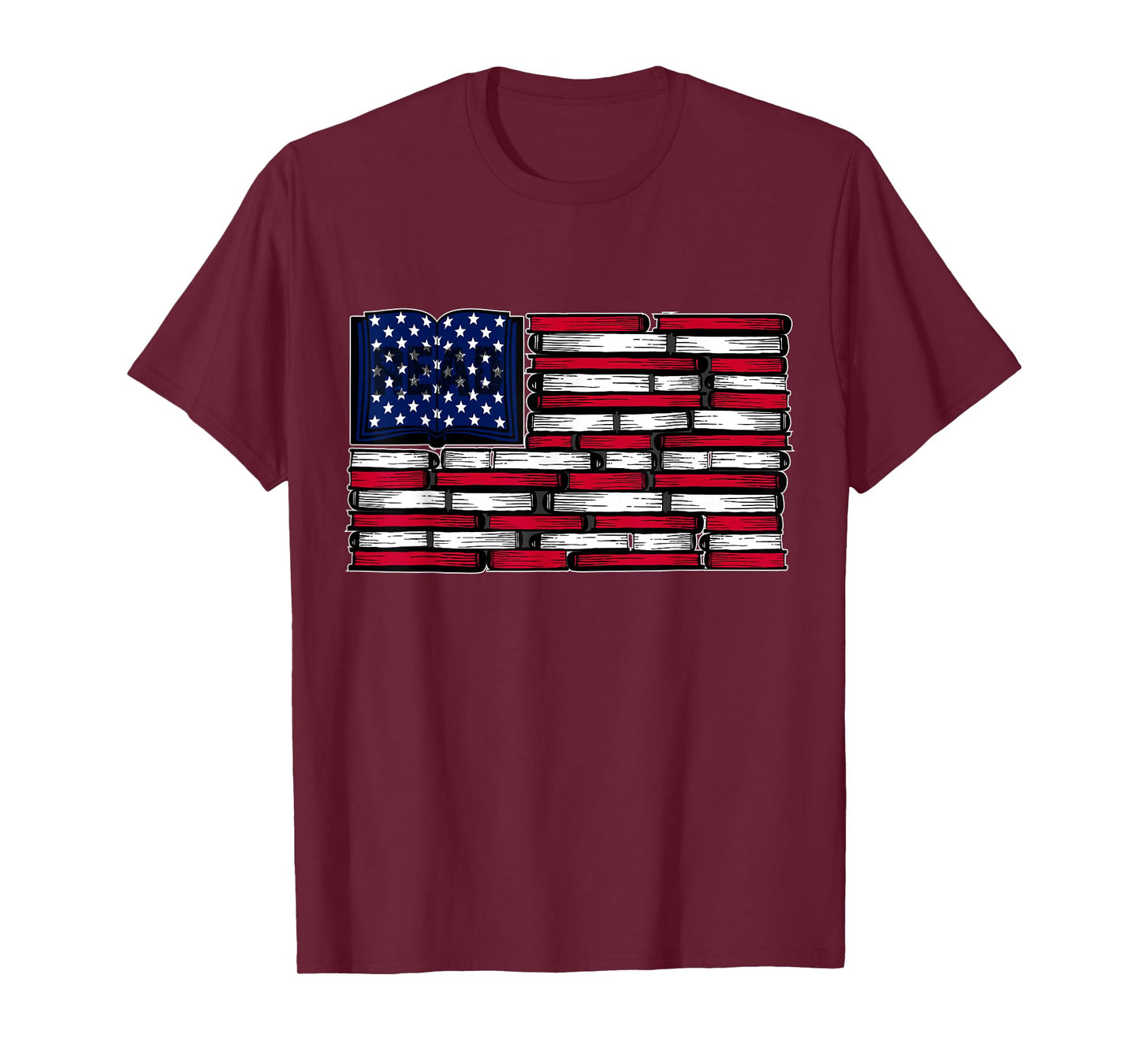 America US Flag Books Library Reading For Book Lover Reader T-Shirt