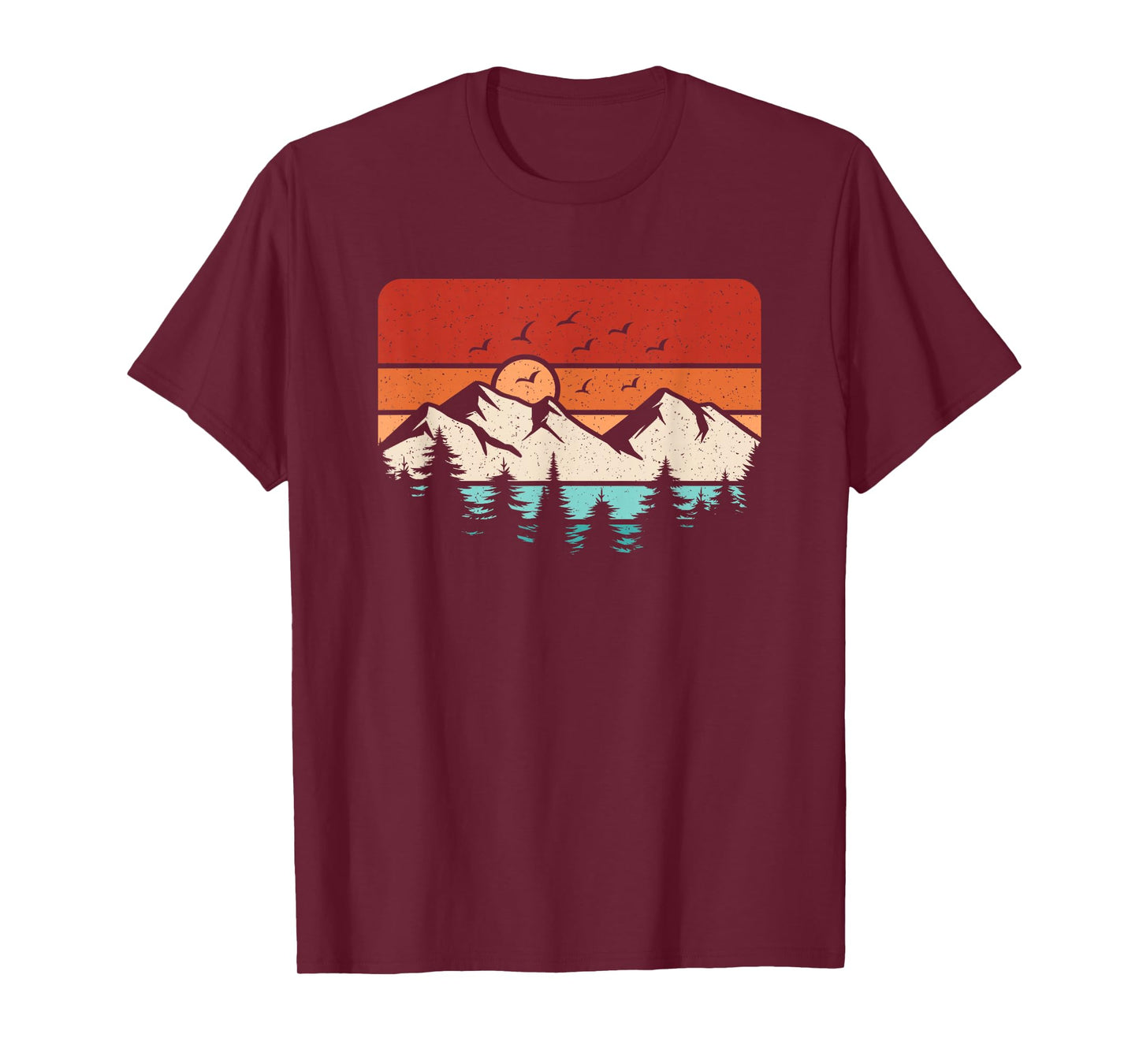 Retro Sunset Mountain Landscape Forest Pine Tree Graphic Men T-Shirt