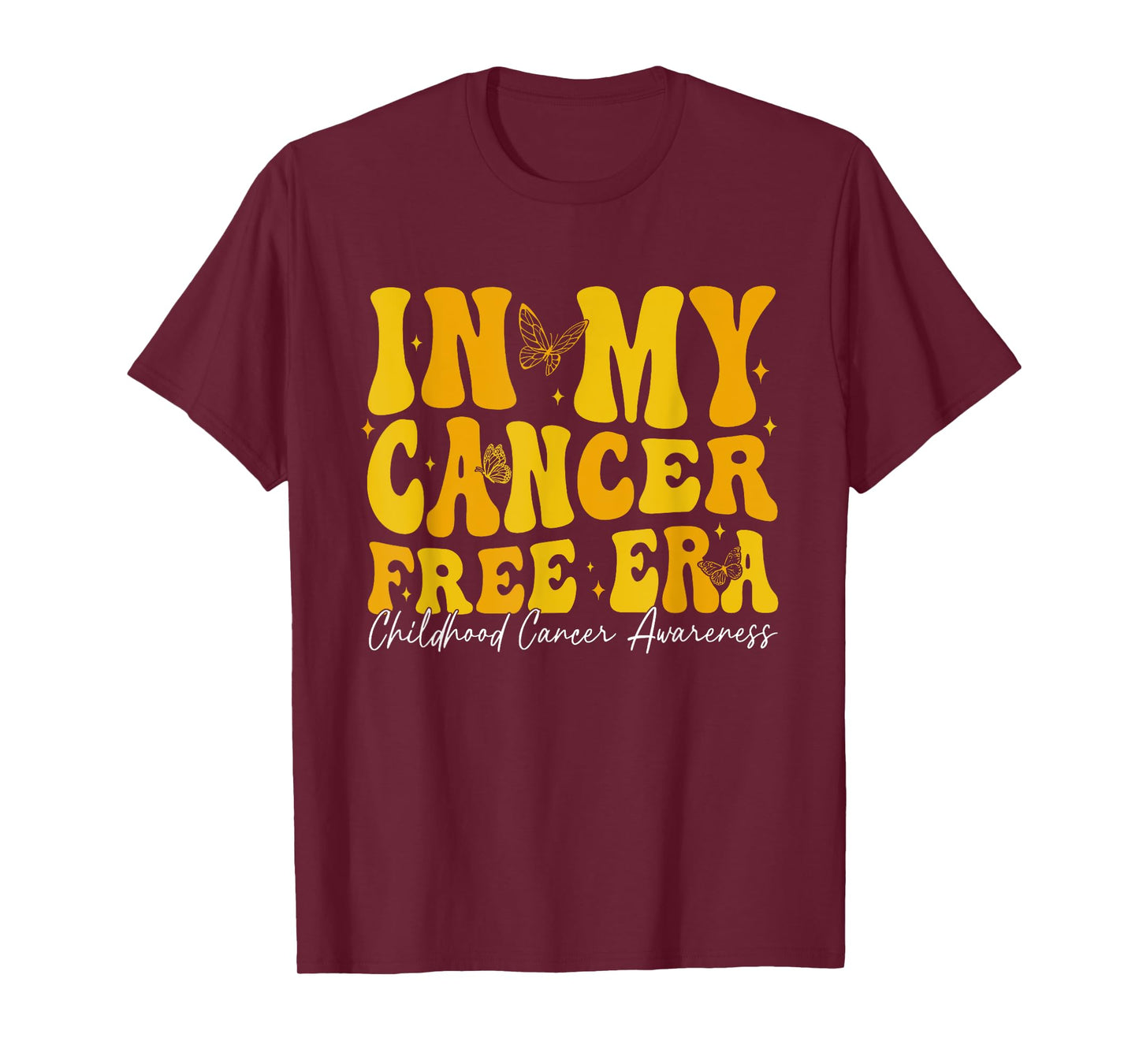 In My Cancer Free Era Childhood Cancer Awareness Gold Ribbon T-Shirt