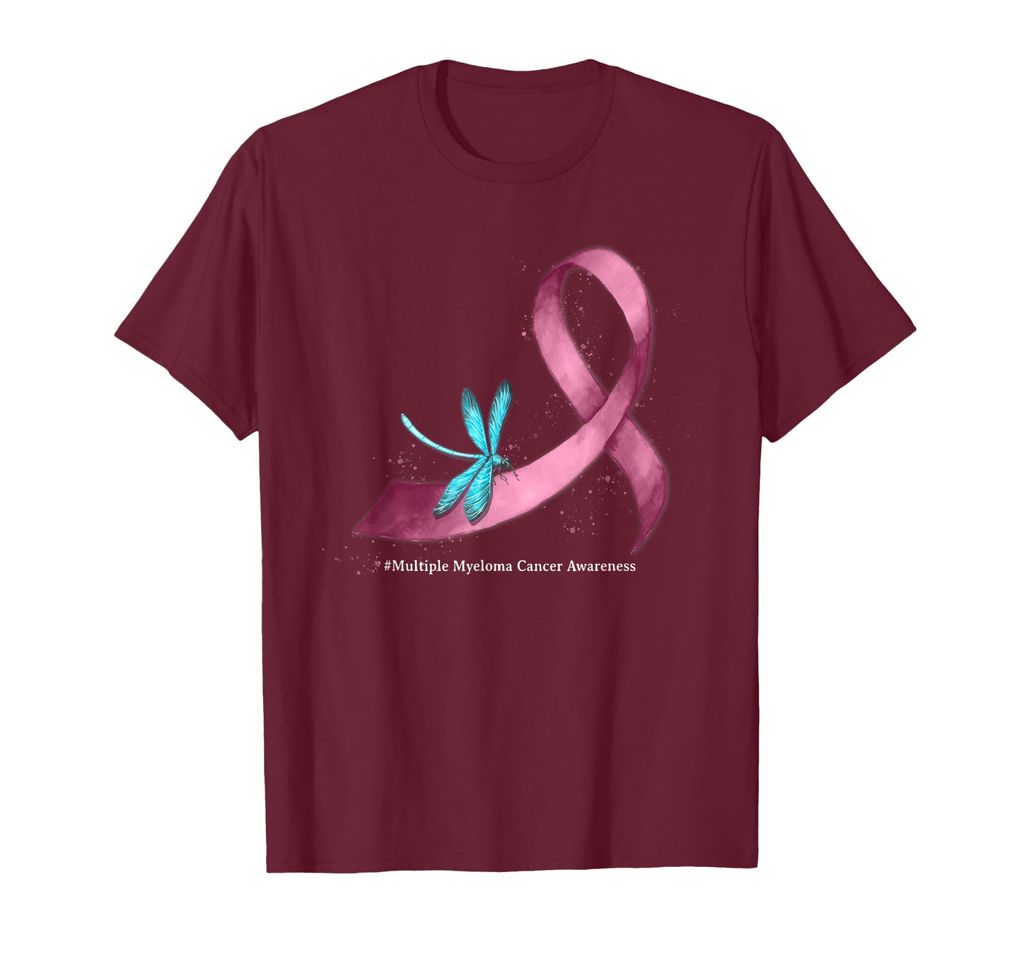 Dragonfly Burgundy Ribbon Multiple Myeloma Cancer Awareness T-Shirt
