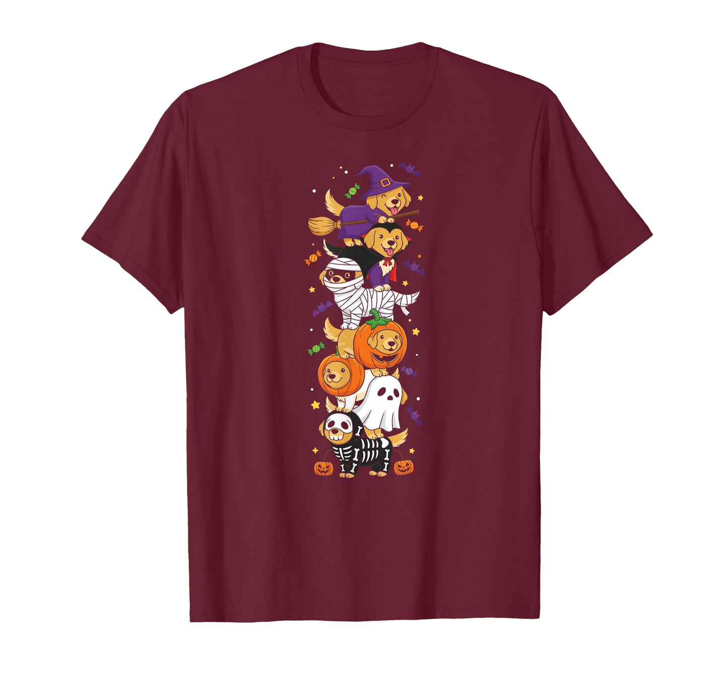 Golden Retriever Witch Vampire Ghost Halloween Mens Womens T-Shirt