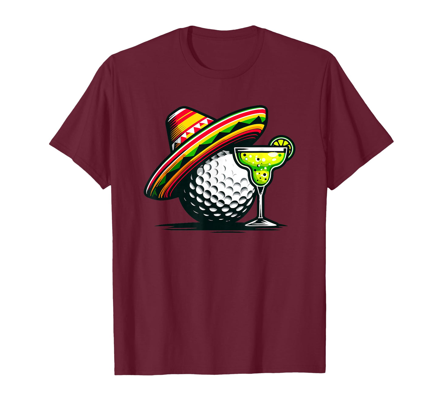 Cinco de Mayo Golf Ball With Sombrero and Margarita Golfer T-Shirt