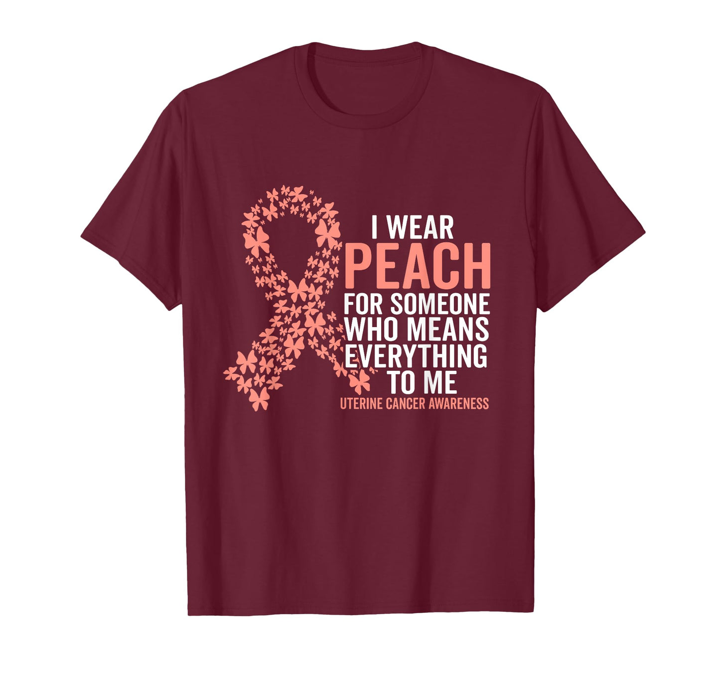 Uterine Cancer Support Squad Family Uterine Peach Ribbon T-Shirt