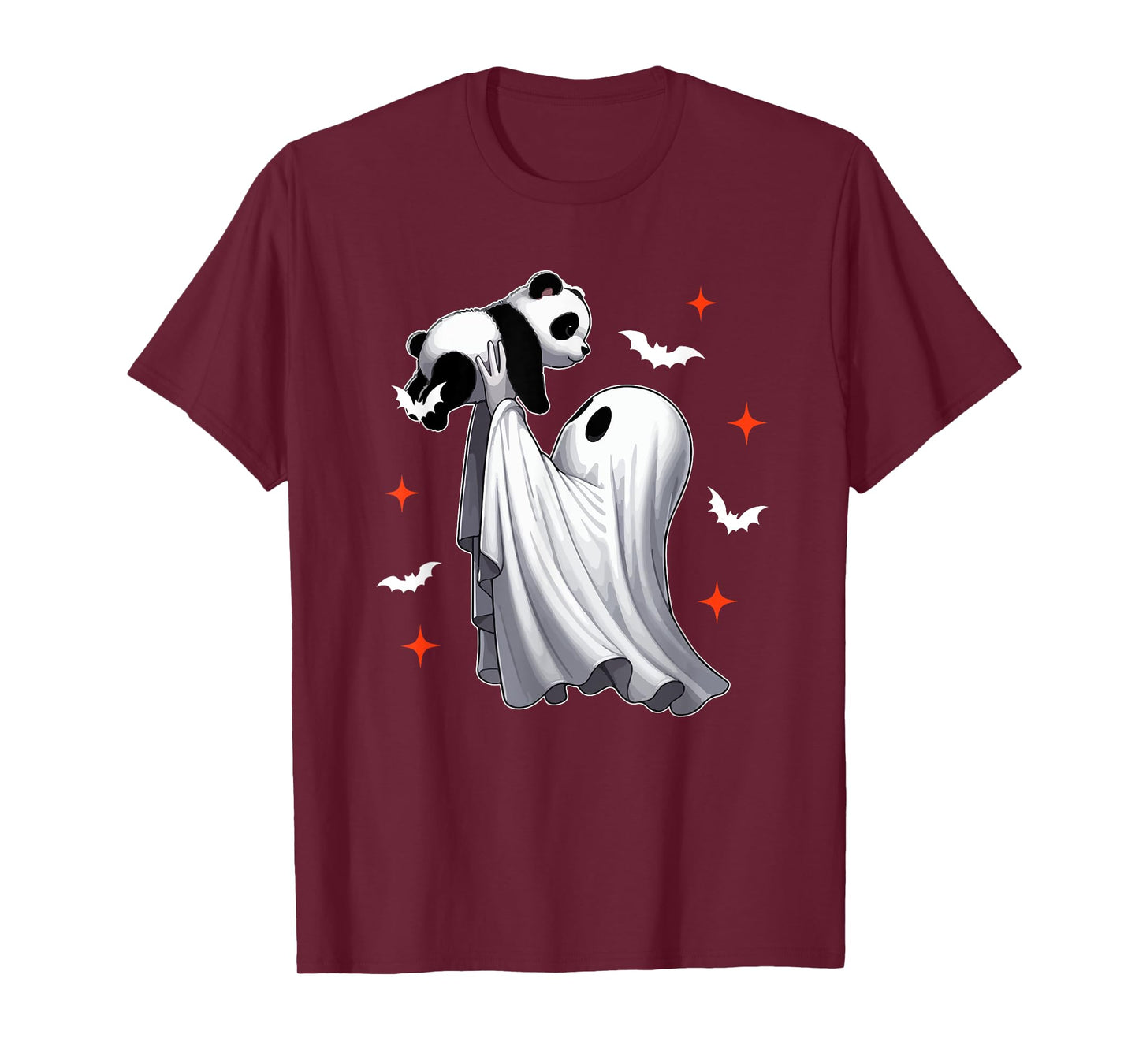 Boo Ghost Hunging Panda Halloween Animal Lover Kids Family T-Shirt