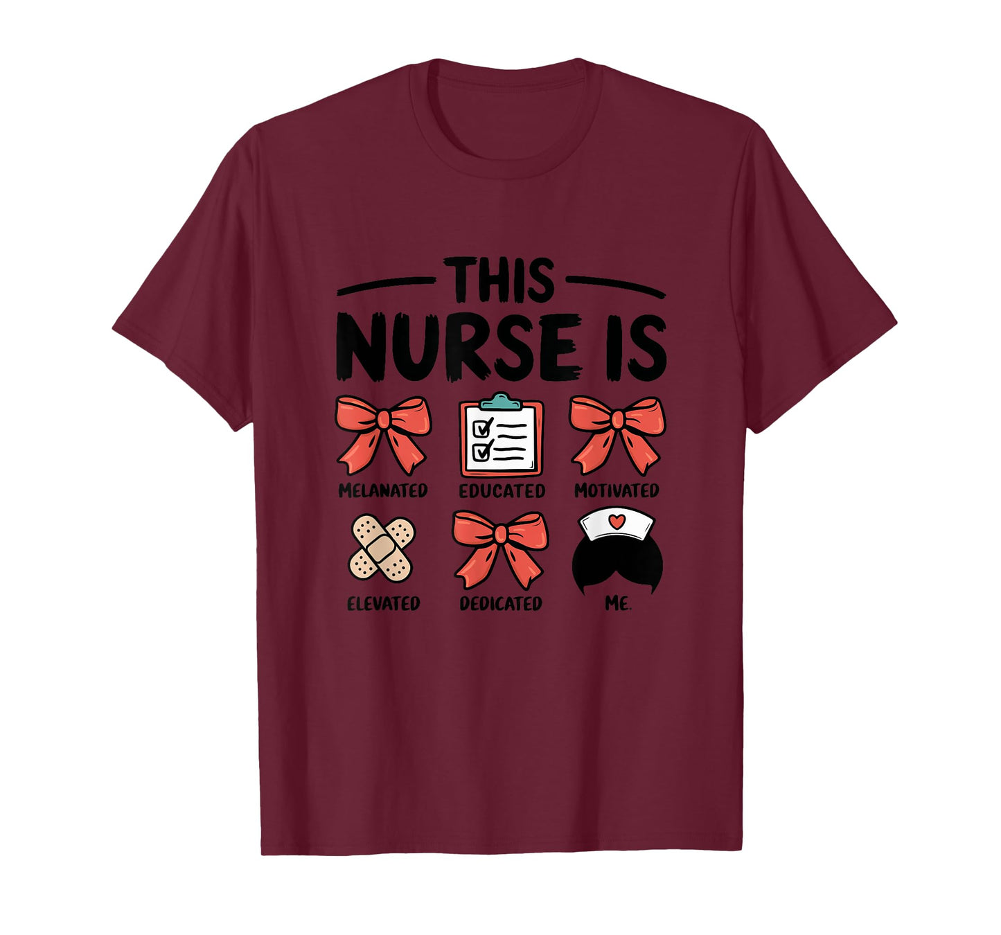 Black Strong Nurse Afro Girl Melanin African American Wowen T-Shirt