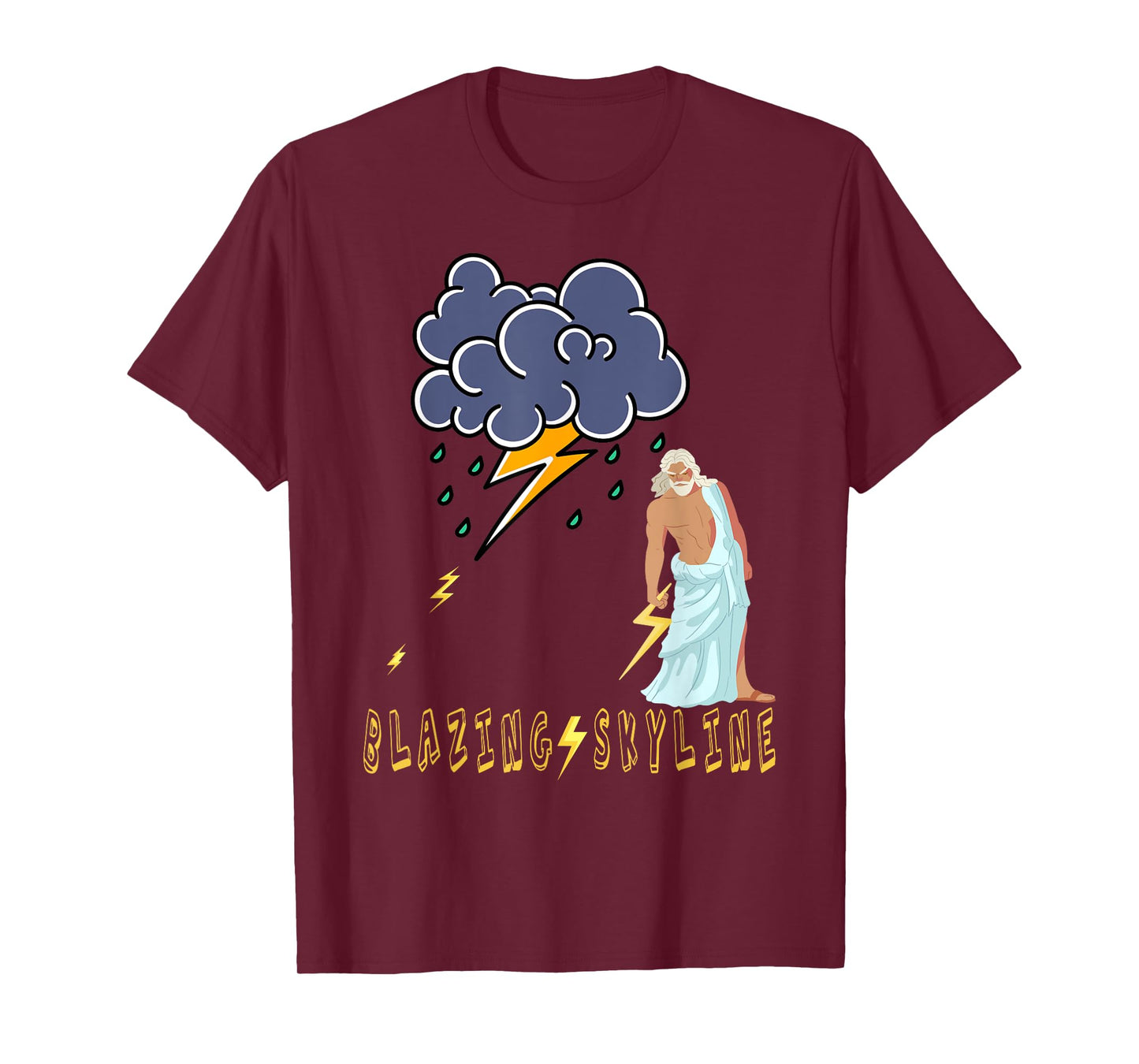Zeus Greek God Thunder Lightning Bolt Storm Retro Mythology T-Shirt