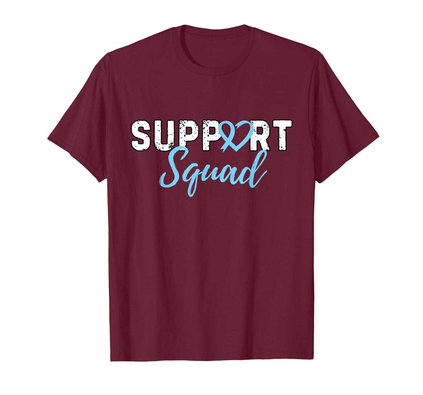 Support Squad Prostate Cancer Heart Light Blue Ribbon Retro T-Shirt