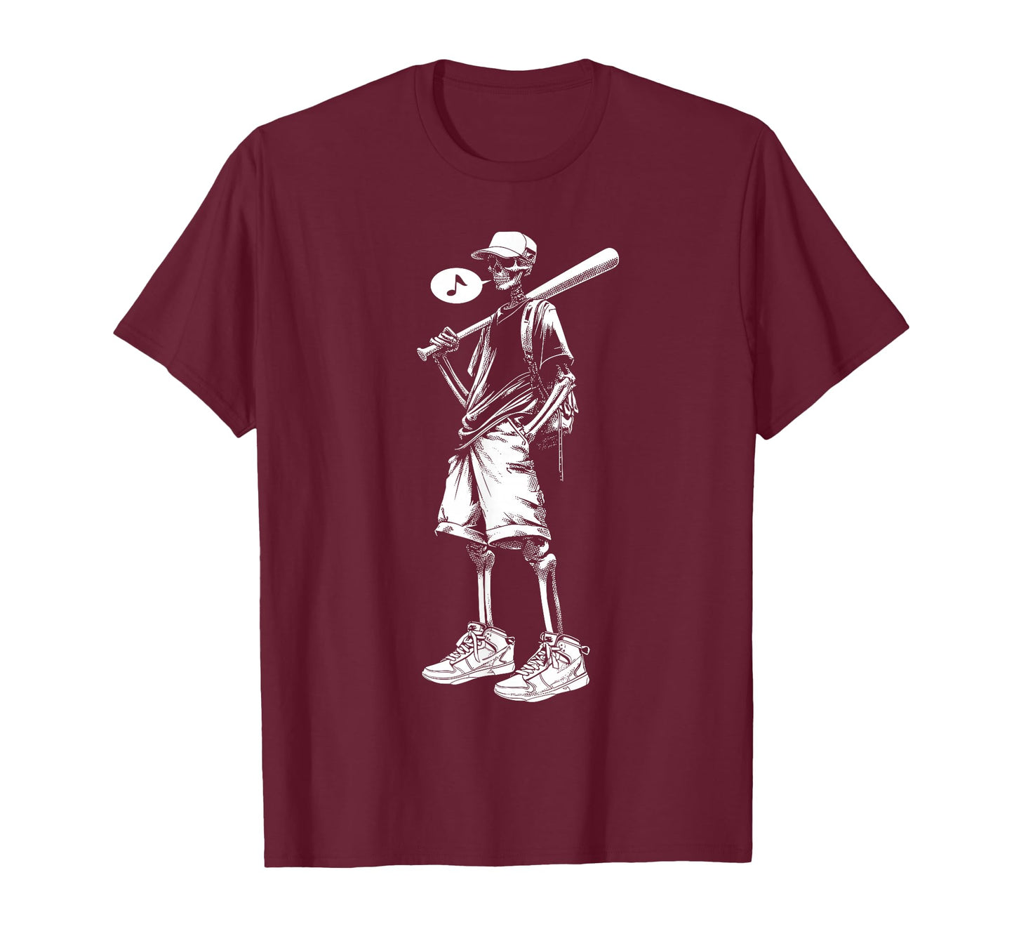 Halloween Skeleton Baseball Graphic Scary Spooky T-Shirt