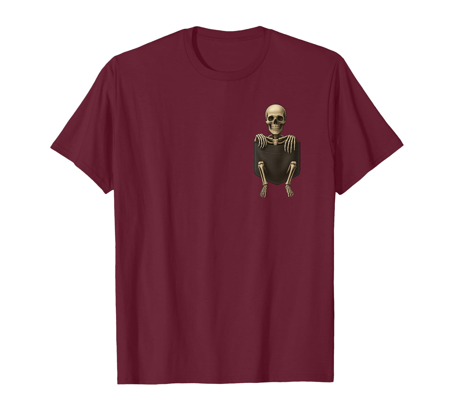 Pocket Skeleton Halloween Creepy Skull Funny Spooky Bones T-Shirt