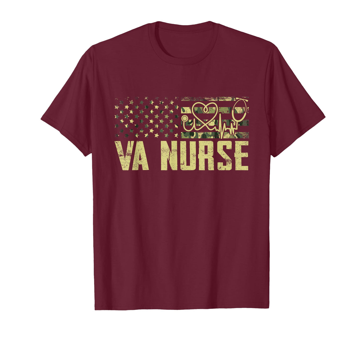 VA Nurse Camouflage USA Flag Patriotic Nurse Week Women Men T-Shirt