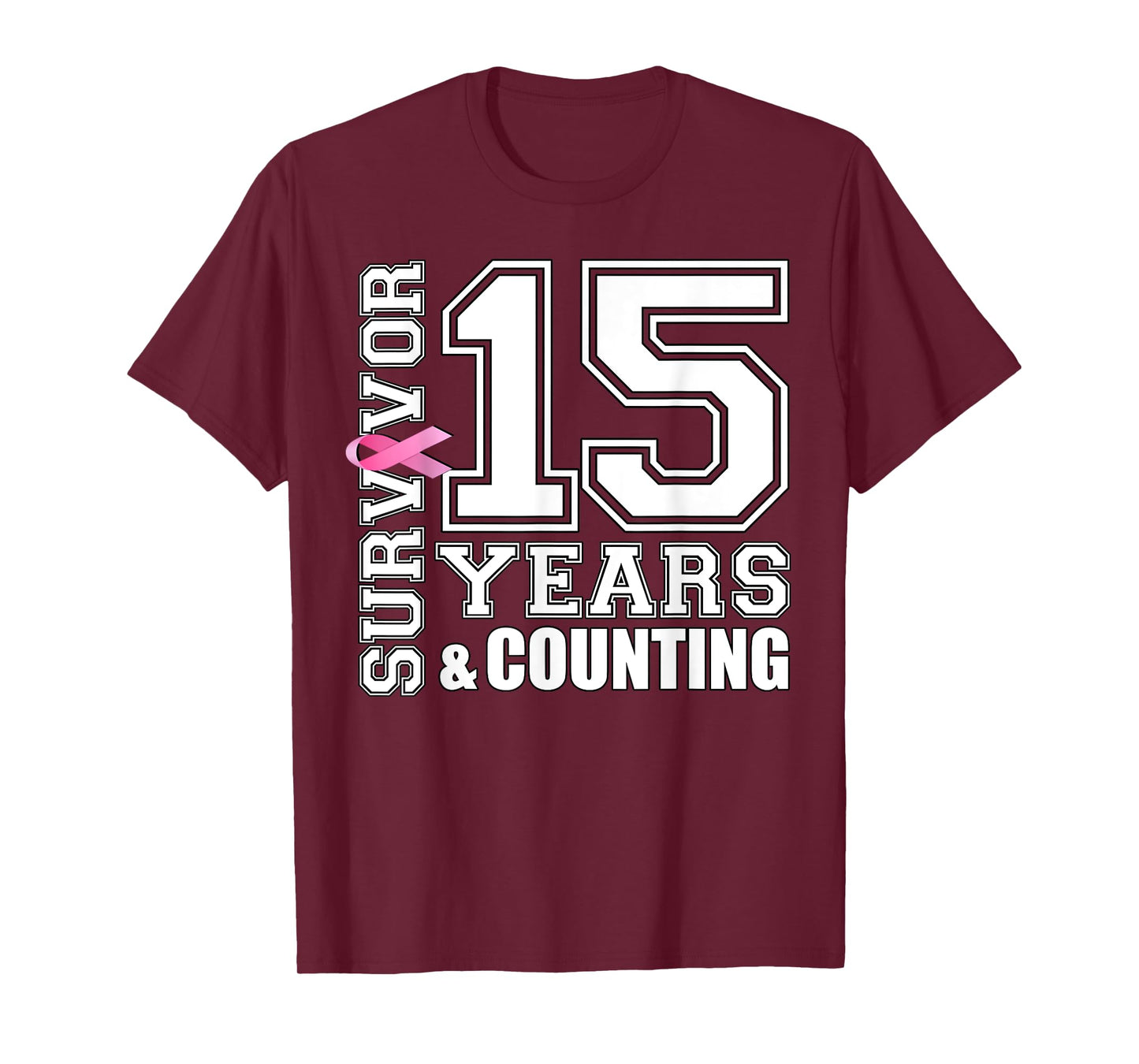 15 Years Breast Cancer Survivor Pink Ribbon Gifts For Women T-Shirt