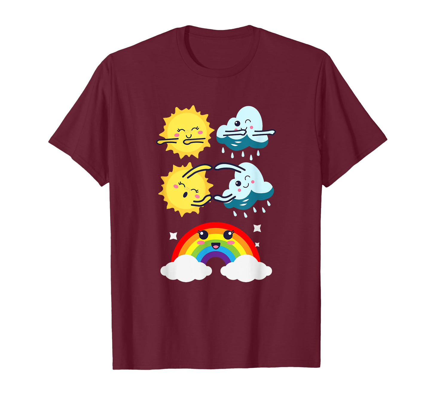 Funny Dancing Sun Cloud Rainbow | Nature Rain Summer Men Women Kids T-Shirt