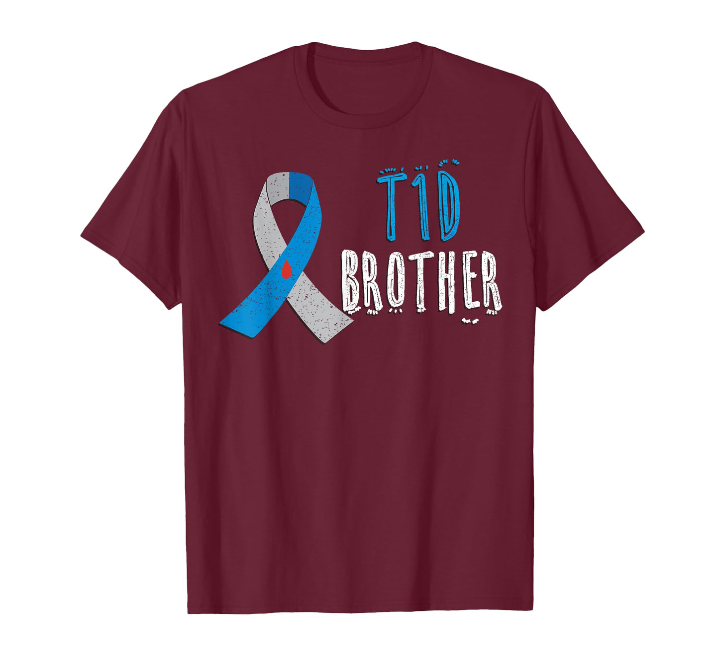 T1D brother blue ribbon type 1 diabetes awareness boys gift T-Shirt