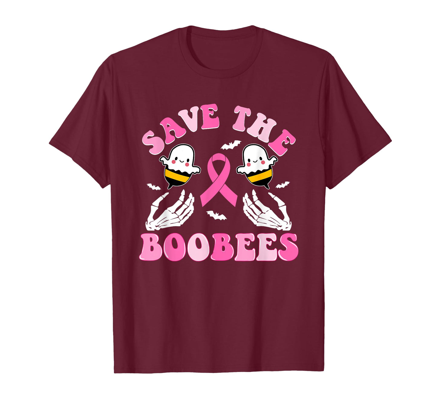 Skeleton Hand Save The Boo-Bees Halloween Breast Cancer T-Shirt