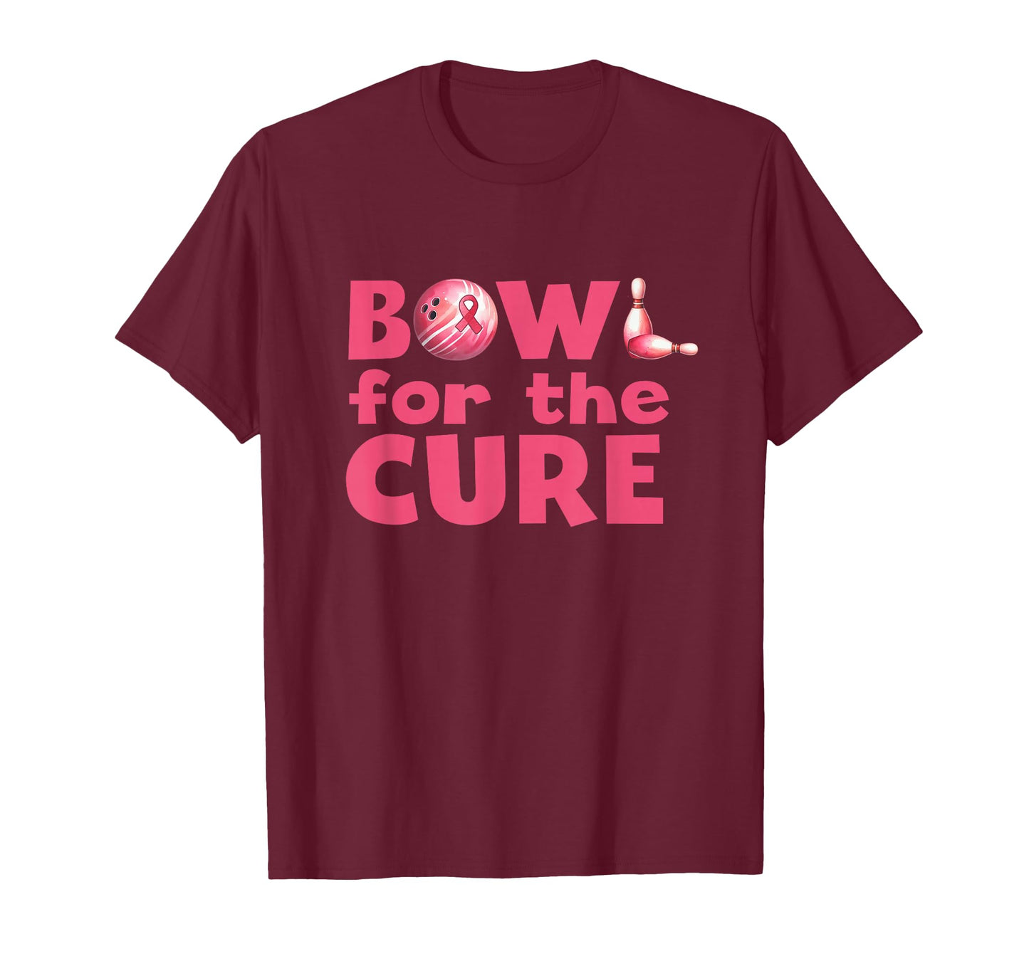 Bowl For The Cure Bowling Breast Cancer Bowler Pink Ribbon T-Shirt