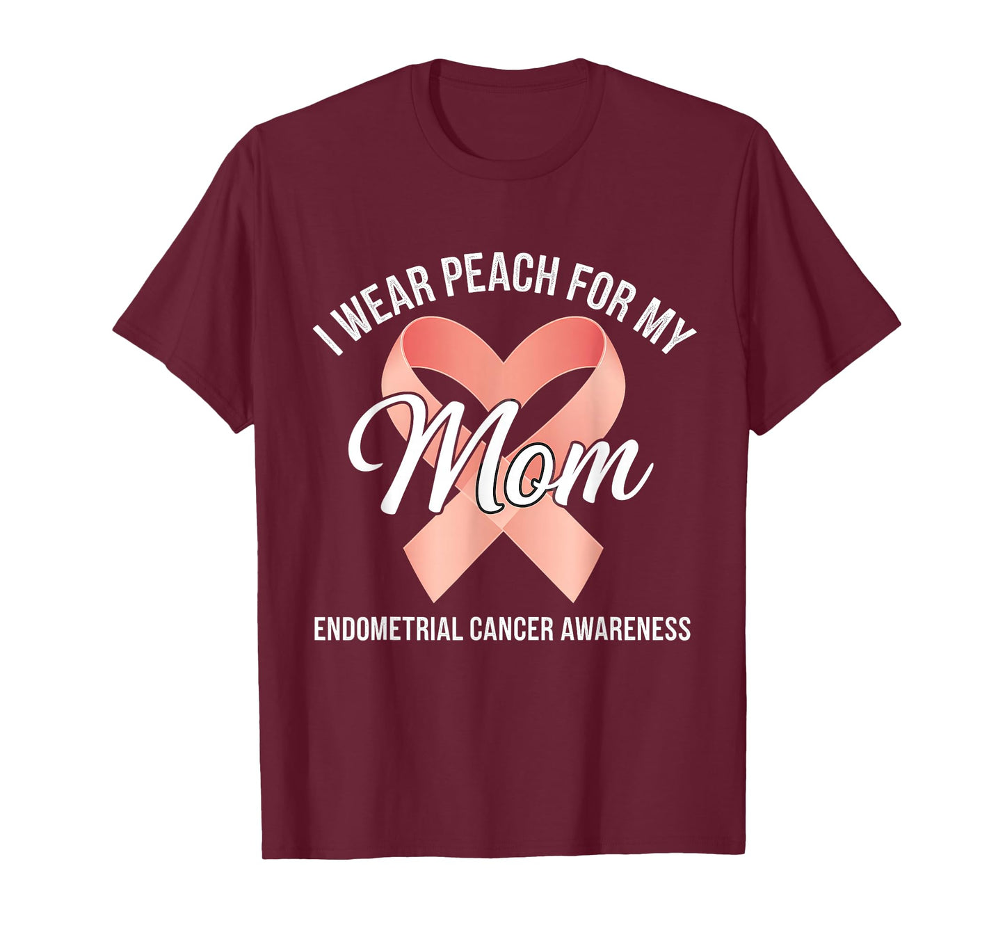 Endometrial Cancer Awareness Peach Ribbon T-Shirt