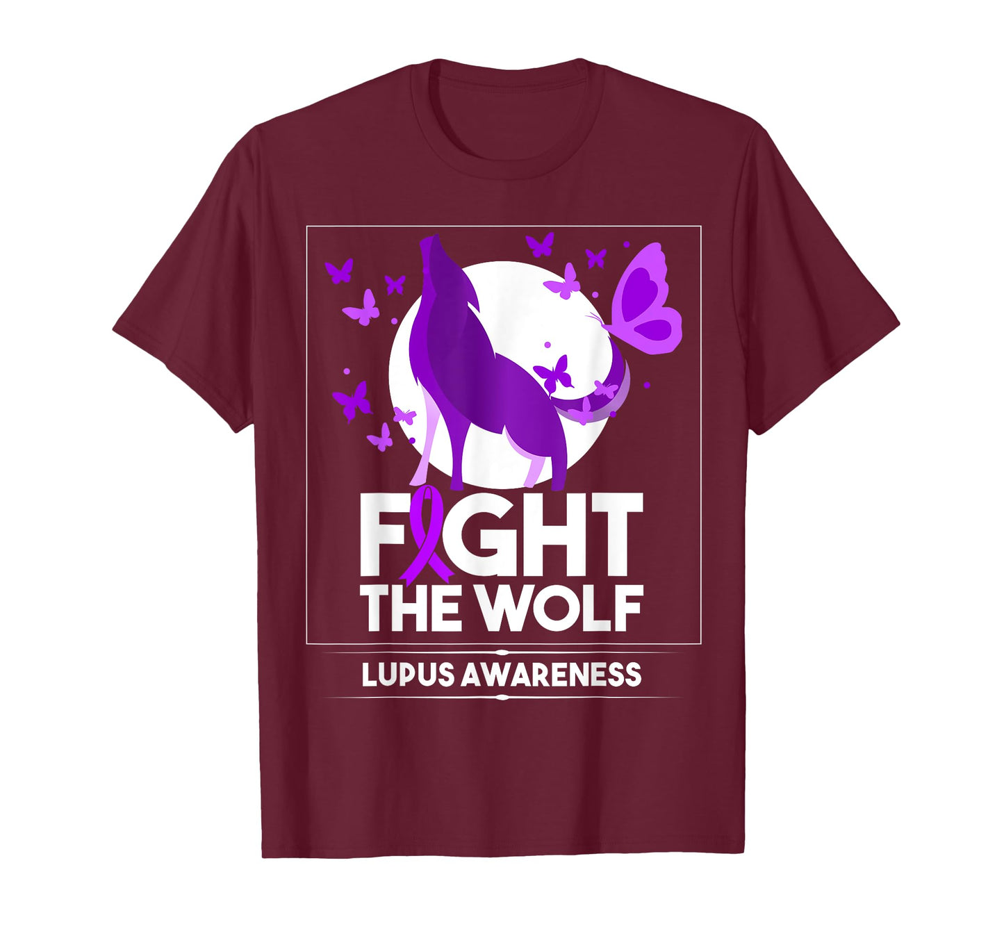 Lupus Awareness Month Fight the Wolf Purple Ribbon T-Shirt