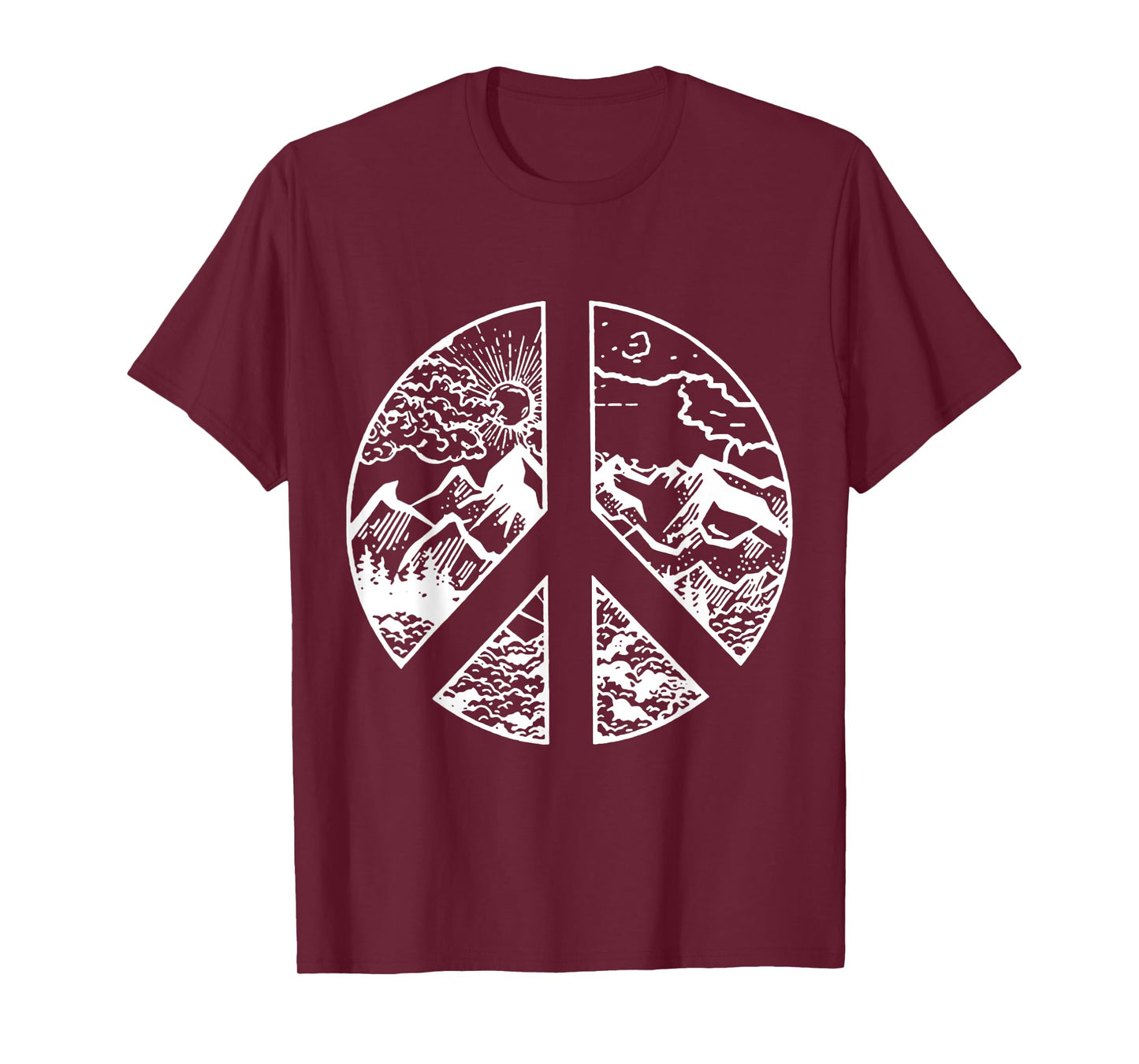 Nature Peace Outdoor Adventures Mountain Peace Sign Hippie T-Shirt