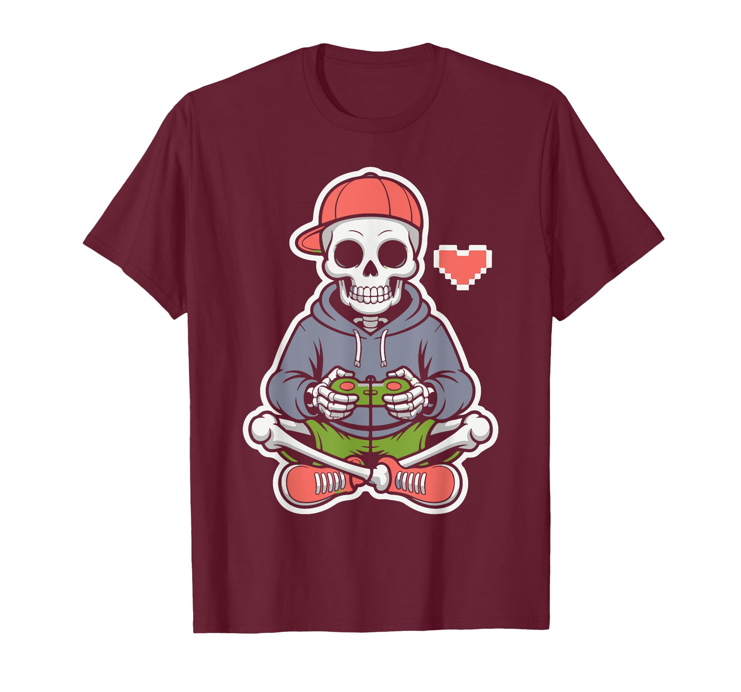 Glow Skeleton Gamer Halloween Boys Kids Funny Video Gaming T-Shirt