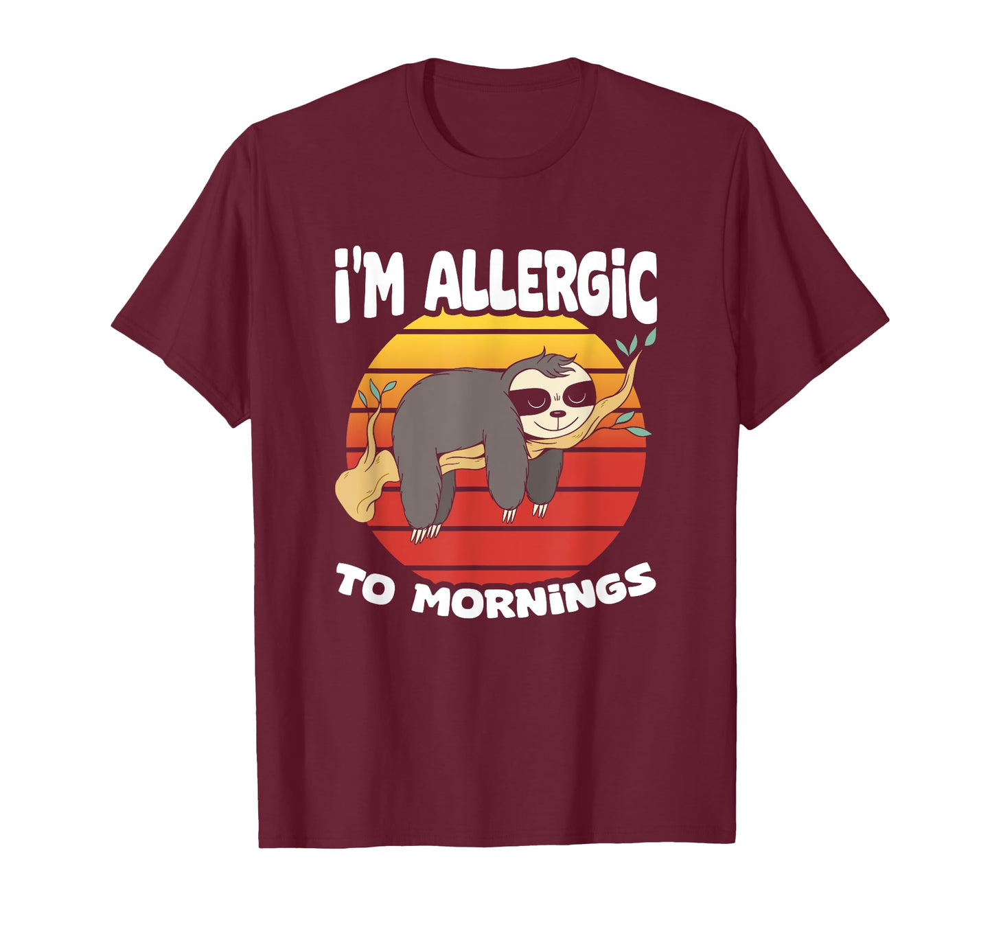 Allergic To Mornings Sloth Animal Sloths Lover Vintage Sloth T-Shirt