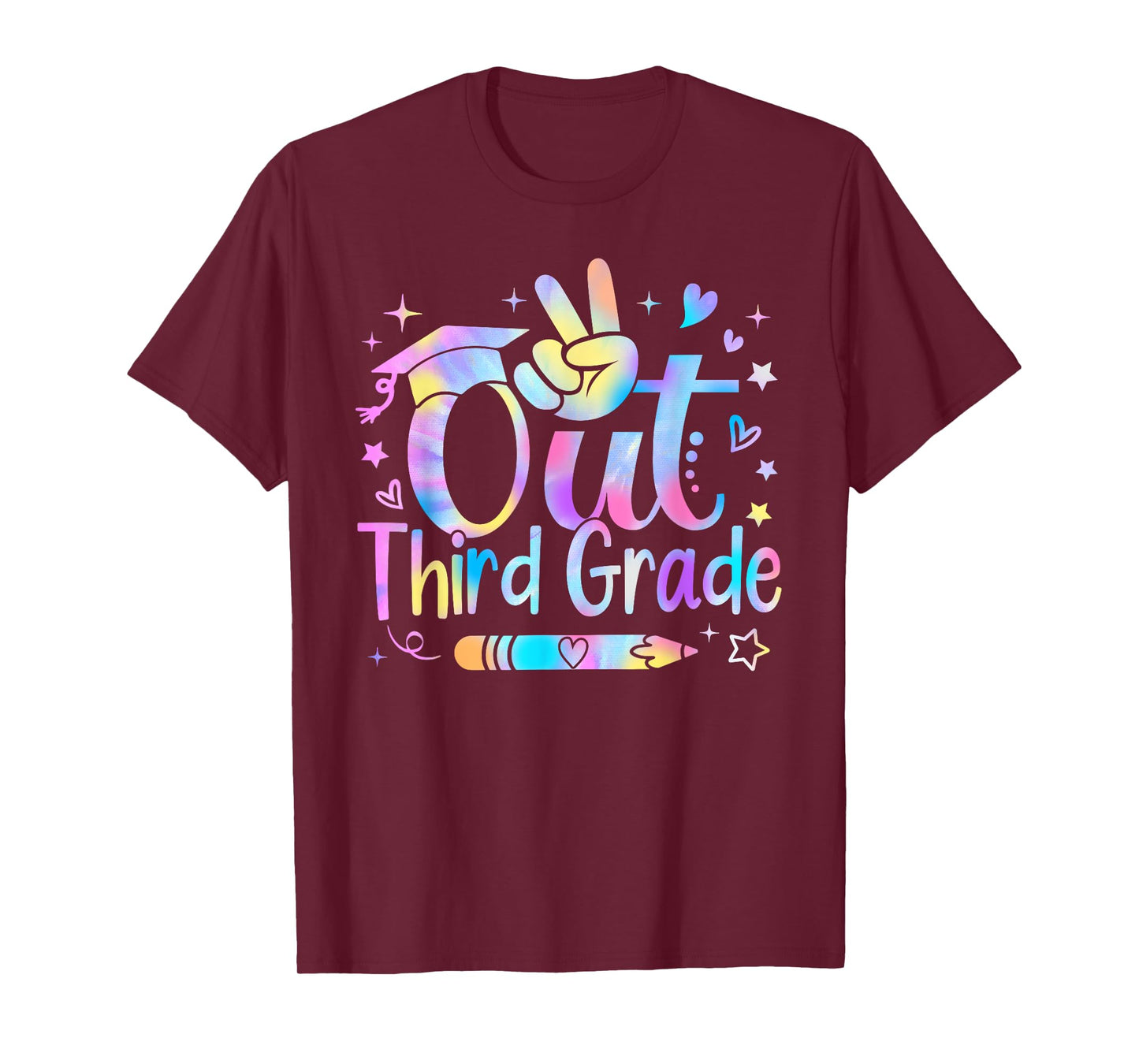 Peace Out Third Grade Cute Tie Dye Last Day Of 3rd Grade T-Shirt