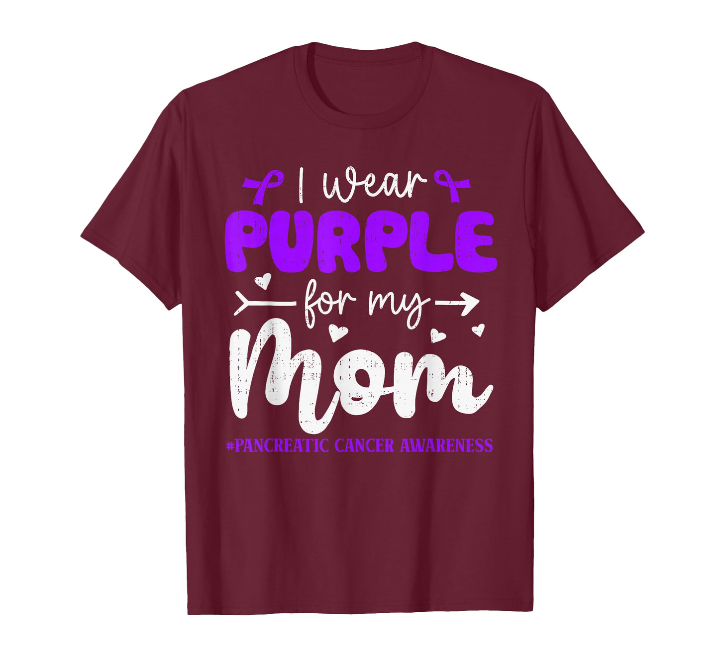 I Wear Purple for Mom Pancreatic Cancer Awareness Family T-Shirt