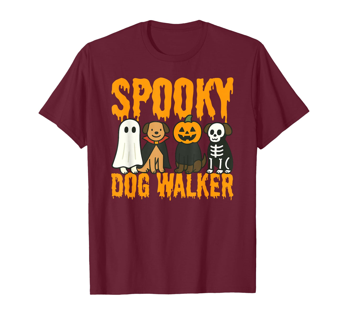 Spooky Dog Walker Halloween Costume Design T-Shirt