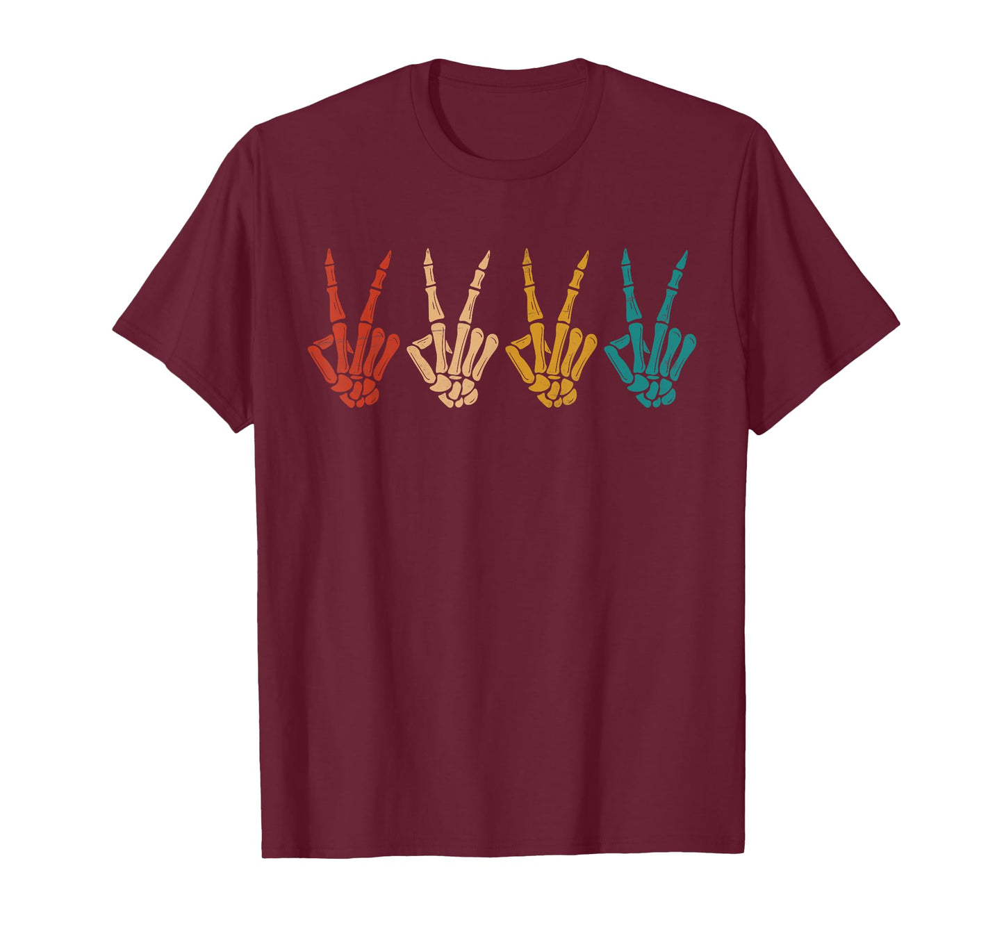 Retro Peace Sign Skeleton Hand T-Shirt