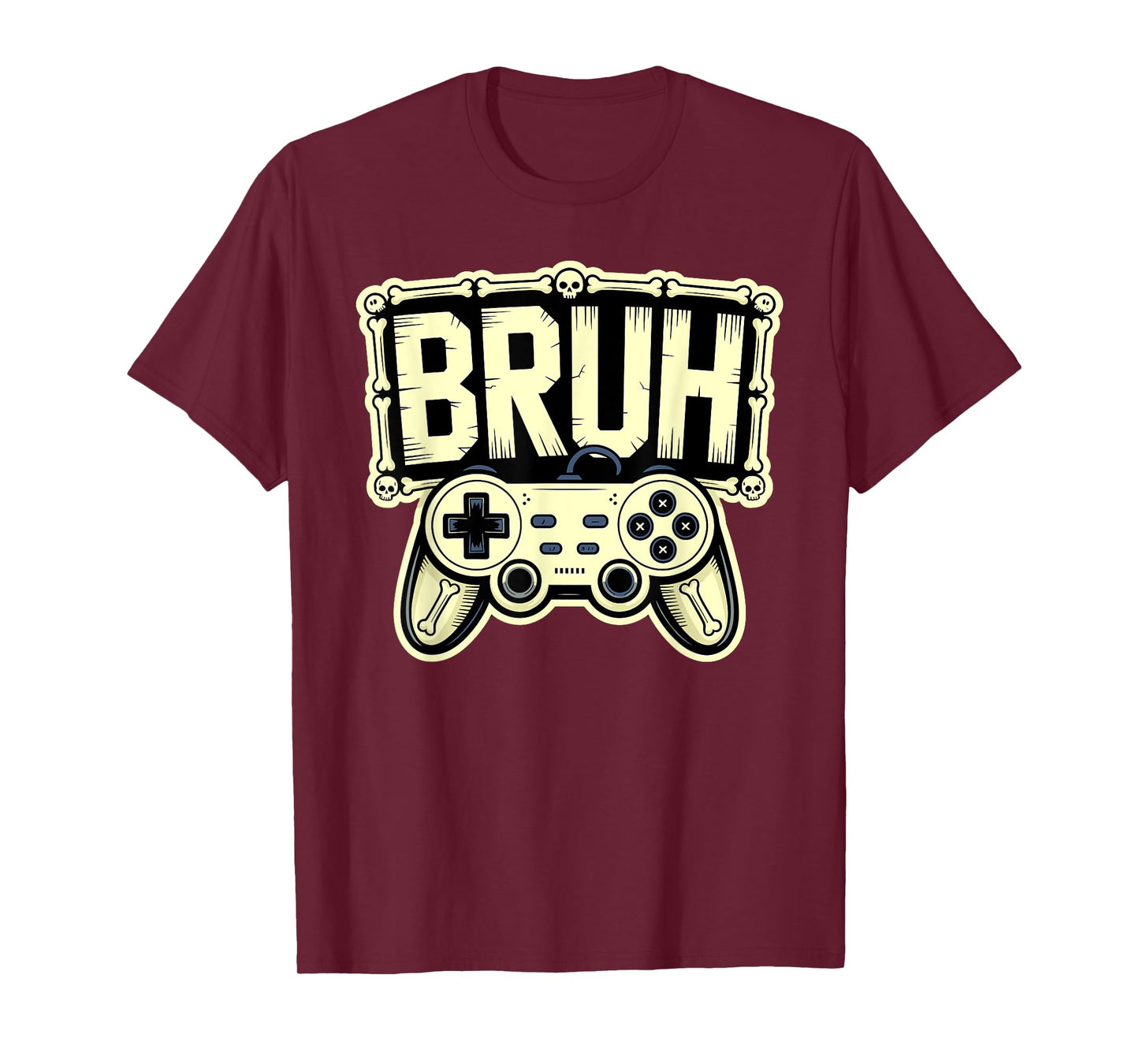 Spooky Bruh Skeleton Gamer Controller for Halloween Fans T-Shirt