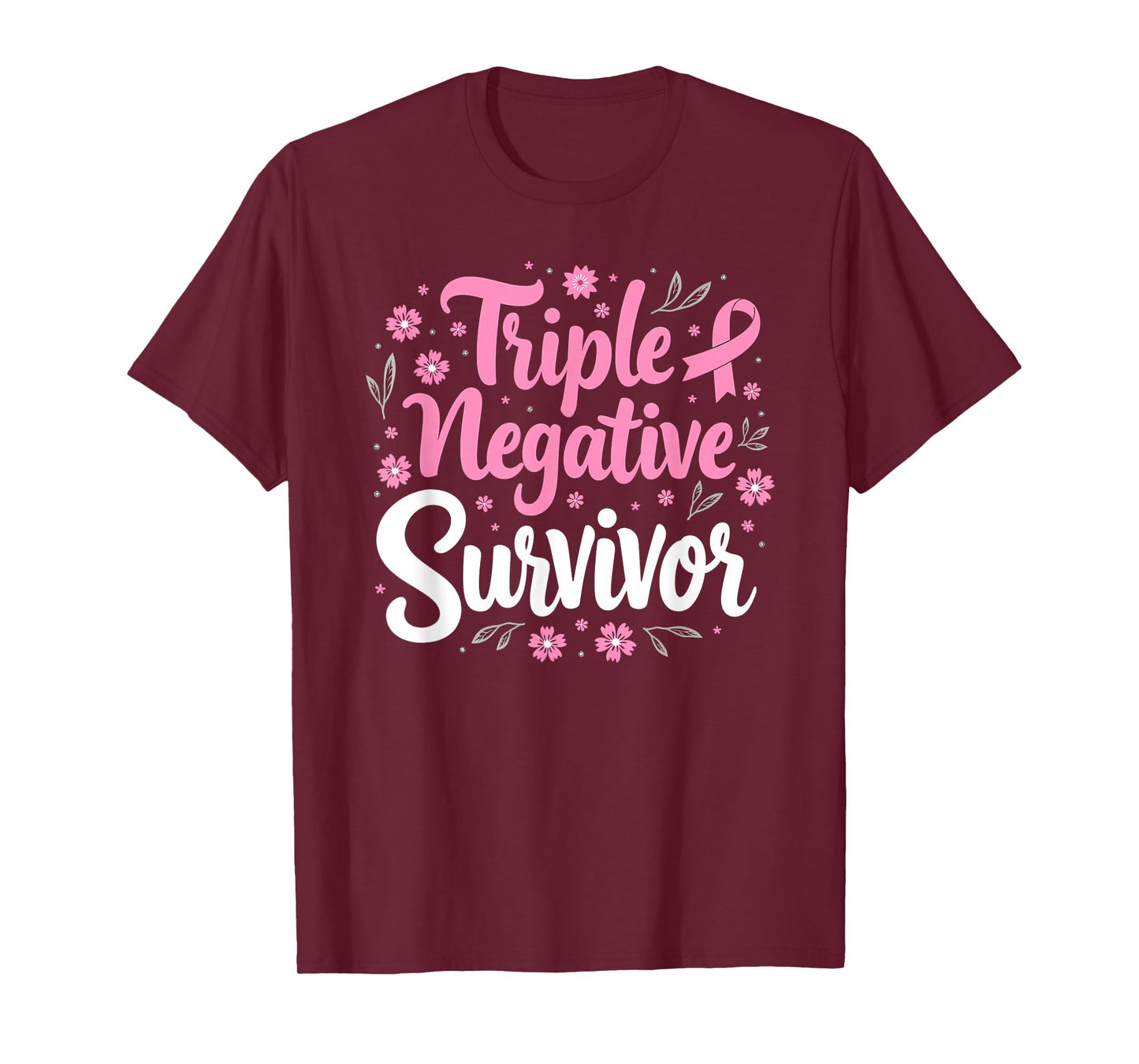 Pink Ribbon Triple Negative Warrior Breast Cancer Survivor T-Shirt