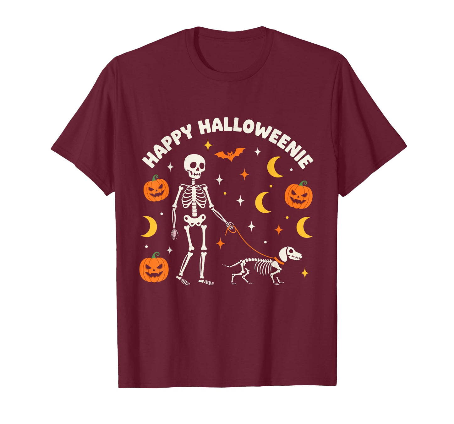 Happy Halloweenie Funny Halloween Skeleton Dachshund Dog T-Shirt